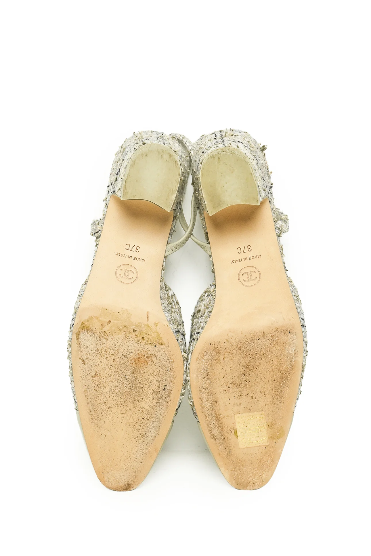 Chanel 2025 Size 37 Cap Toe Slingback Tweed Pumps - Image 7