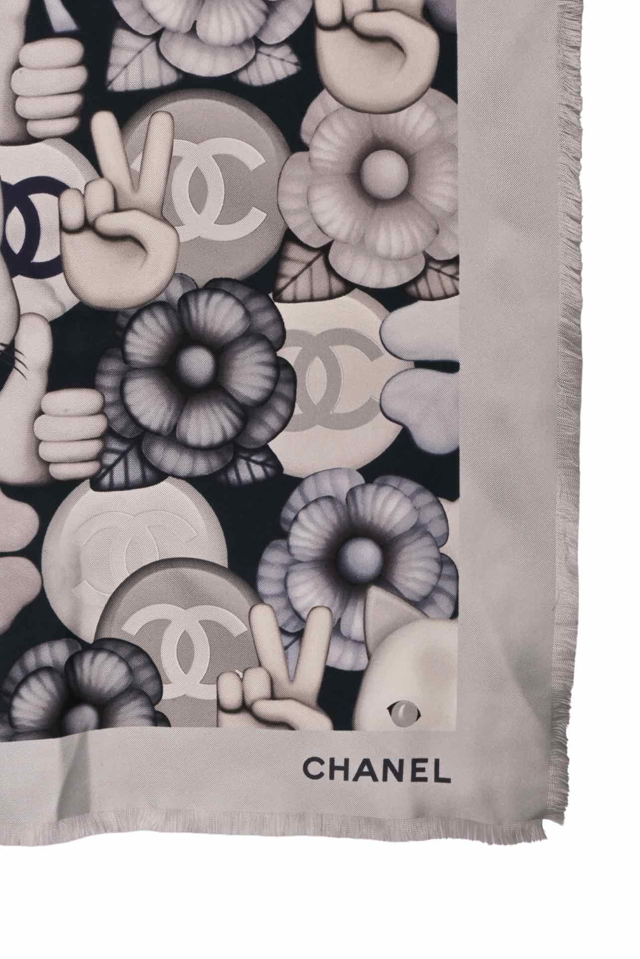 Chanel Cat Emoticon Silk Scarf - Image 2