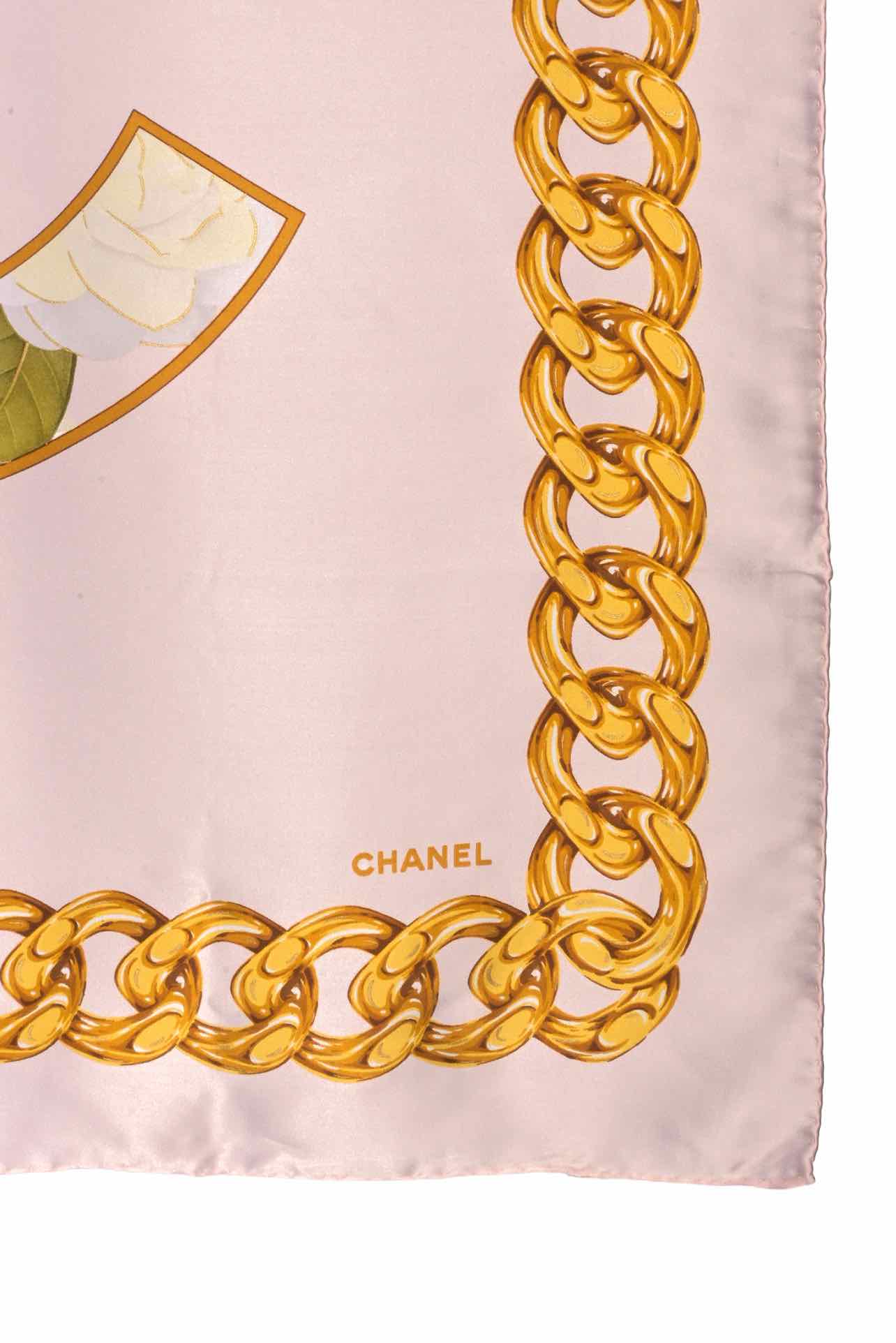 Chanel CC Camillia & Chain Square Scarf - Image 2