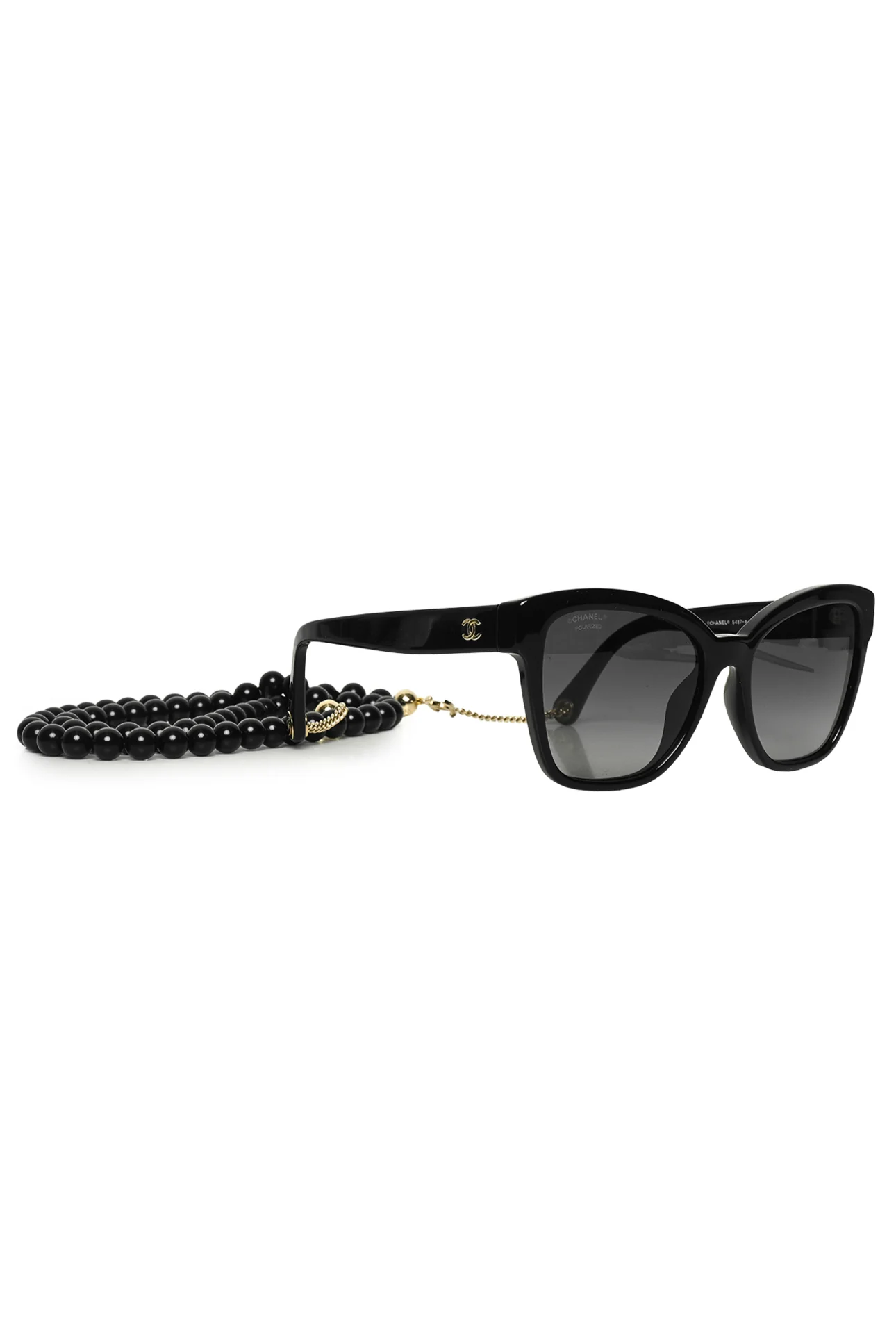 Chanel CC Faux Black Pearl Chain Polarized Sunglasses - Image 2