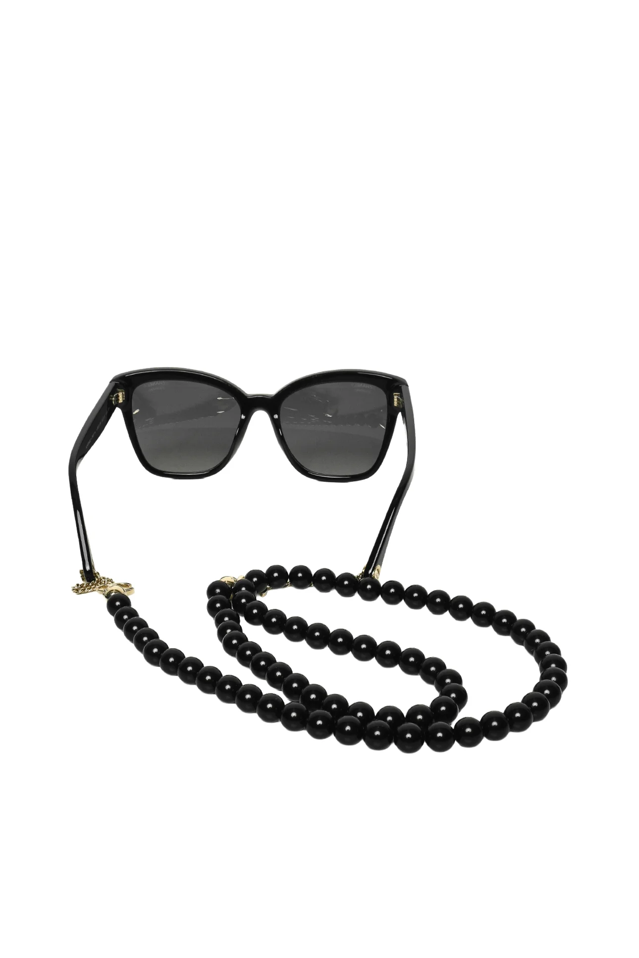 Chanel CC Faux Black Pearl Chain Polarized Sunglasses - Image 3
