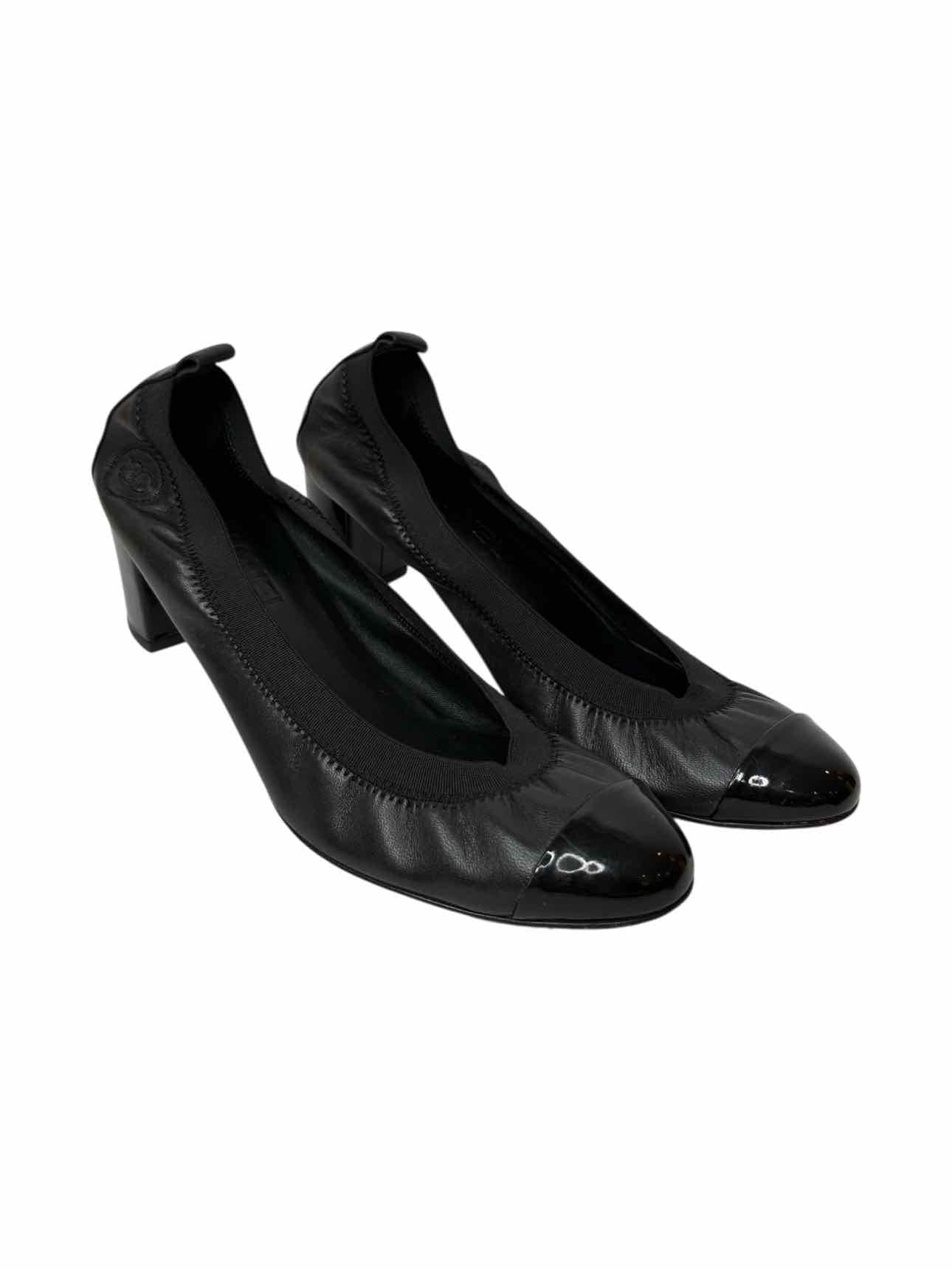 Chanel Elastic Leather Embroidered Size 40.5 Pumps - Image 2