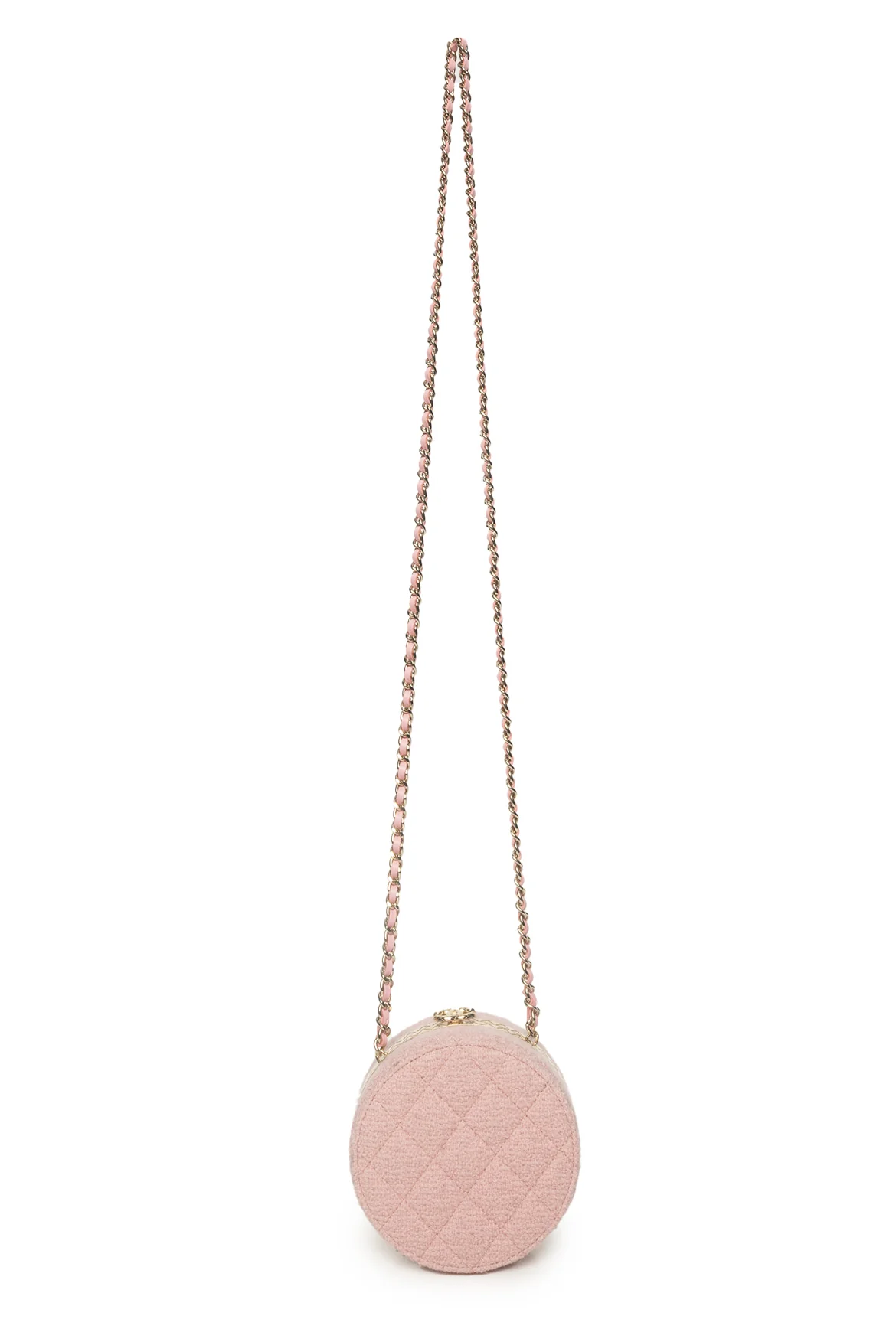 Chanel Mini Round Quilted Tweed Vanity Clutch Crossbody - Image 6