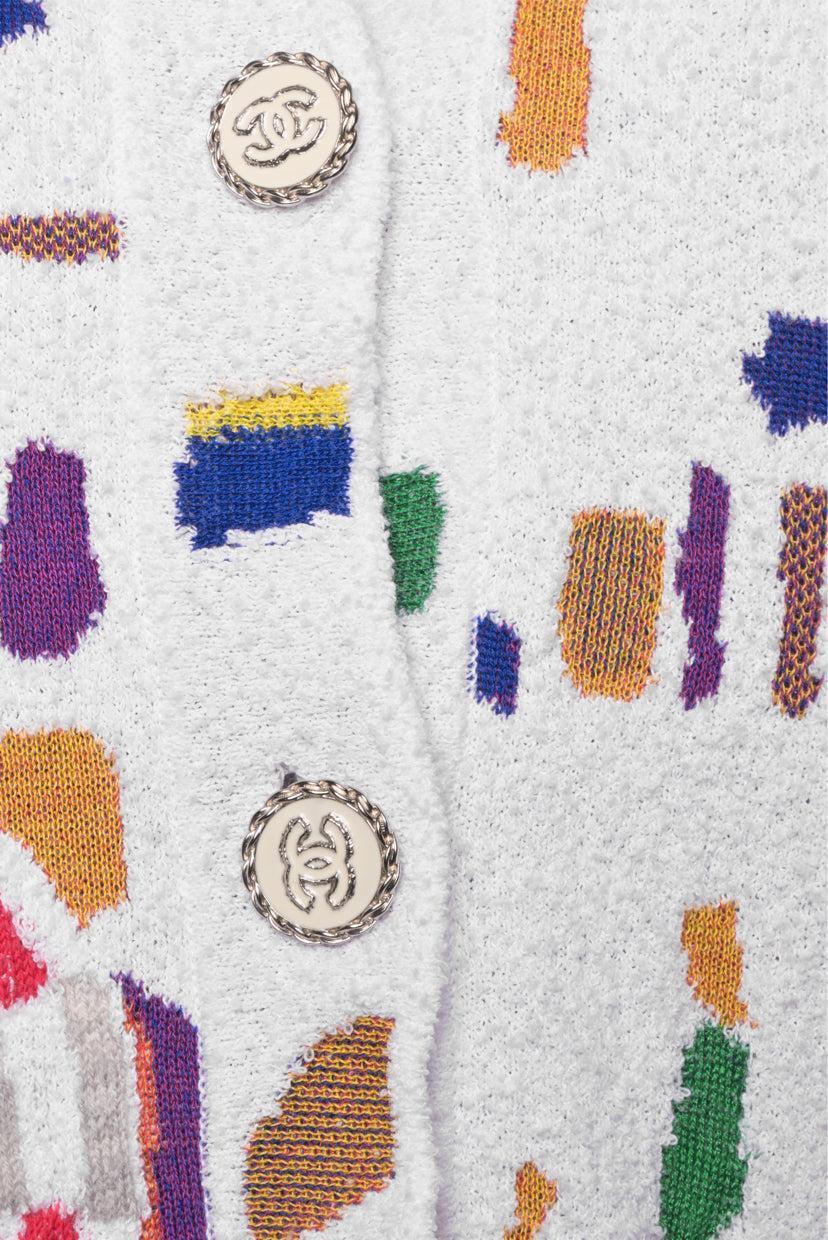 Chanel Patterned Logo Button Size 34 Cardigan - Image 3
