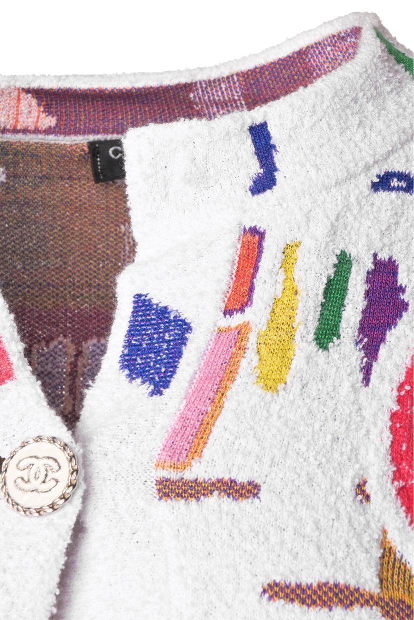 Chanel Patterned Logo Button Size 34 Cardigan - Image 4