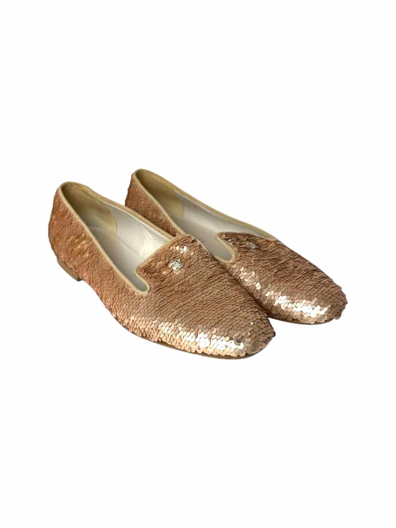 Chanel Sequin Logo  Size 37 Loafers - Image 2