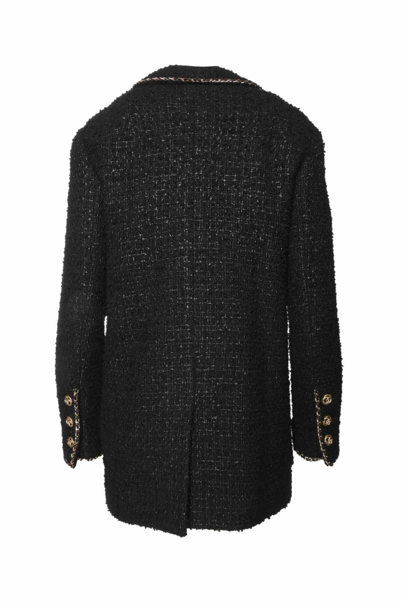 Chanel Size 2 Gold Chain Trim Tweed Blazer - Image 2