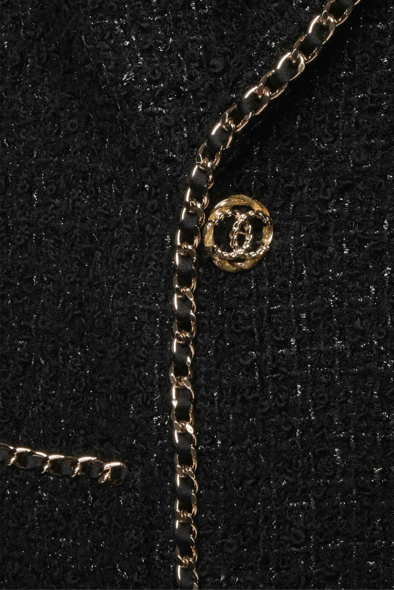 Chanel Size 2 Gold Chain Trim Tweed Blazer - Image 4