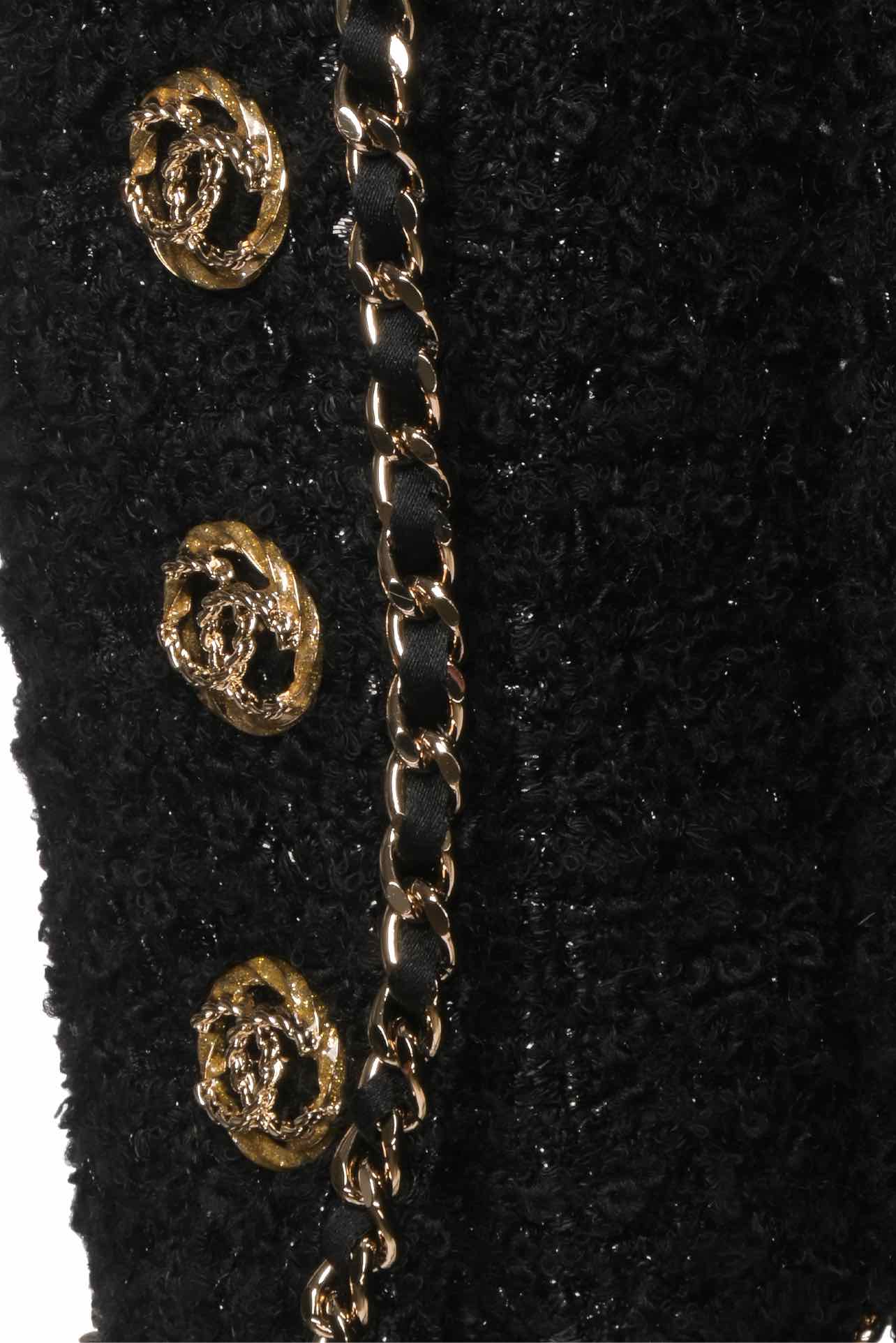 Chanel Size 2 Gold Chain Trim Tweed Blazer - Image 5