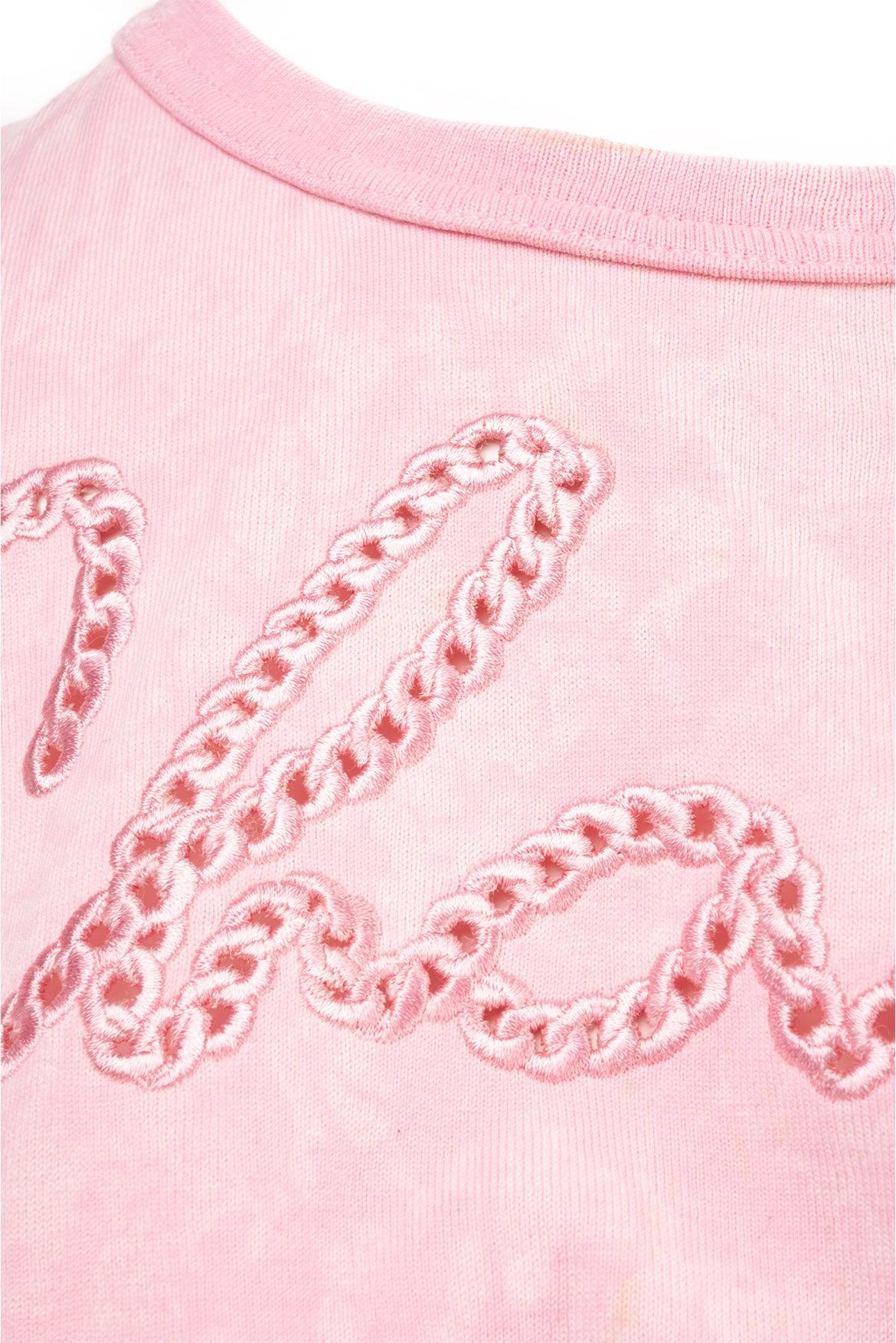Chanel Size 2 Logo Embroidery Tie Cropped T-Shirt - Image 3