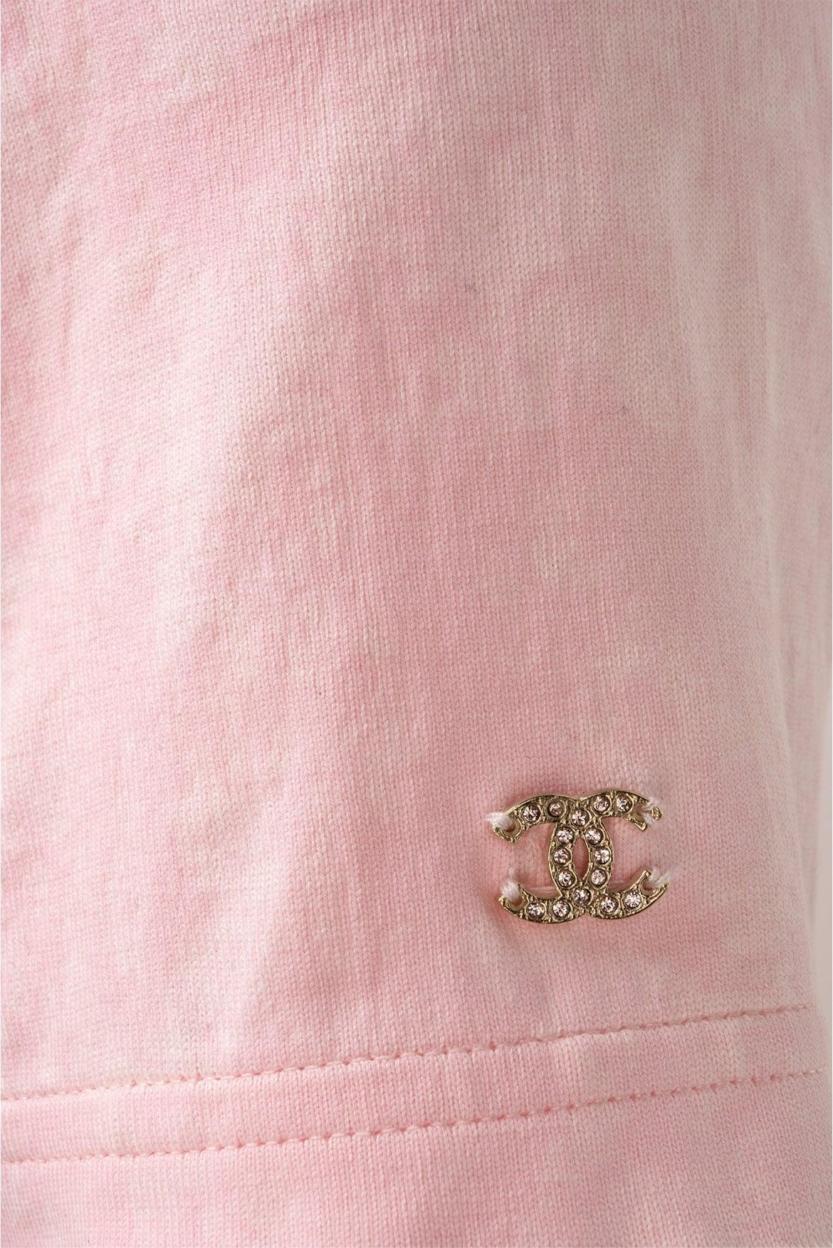 Chanel Size 2 Logo Embroidery Tie Cropped T-Shirt - Image 4