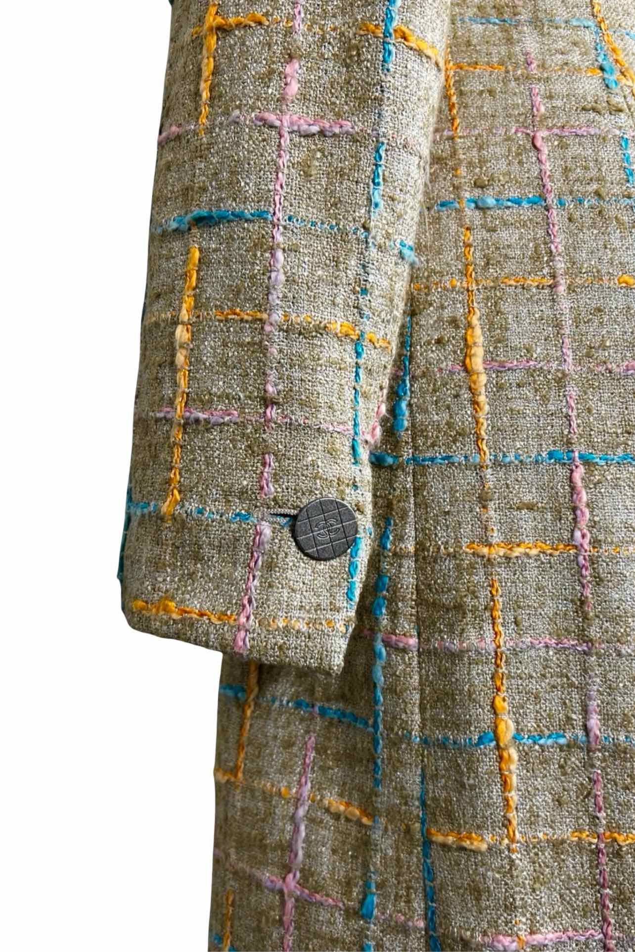 Chanel Size 34 Tweed Long Zip Coat - Image 3