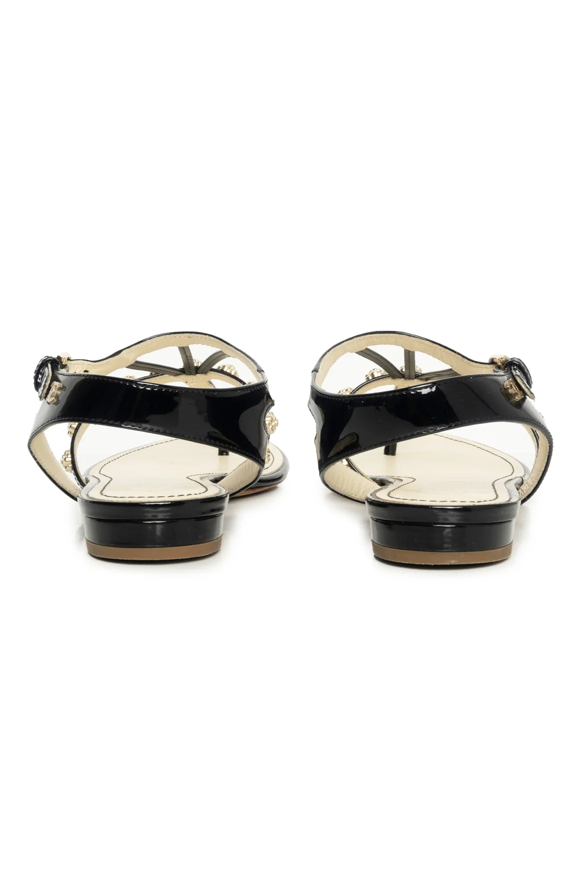 Chanel Size 35.5 Camellia Patent Leather Gladiator Sandals - Image 4