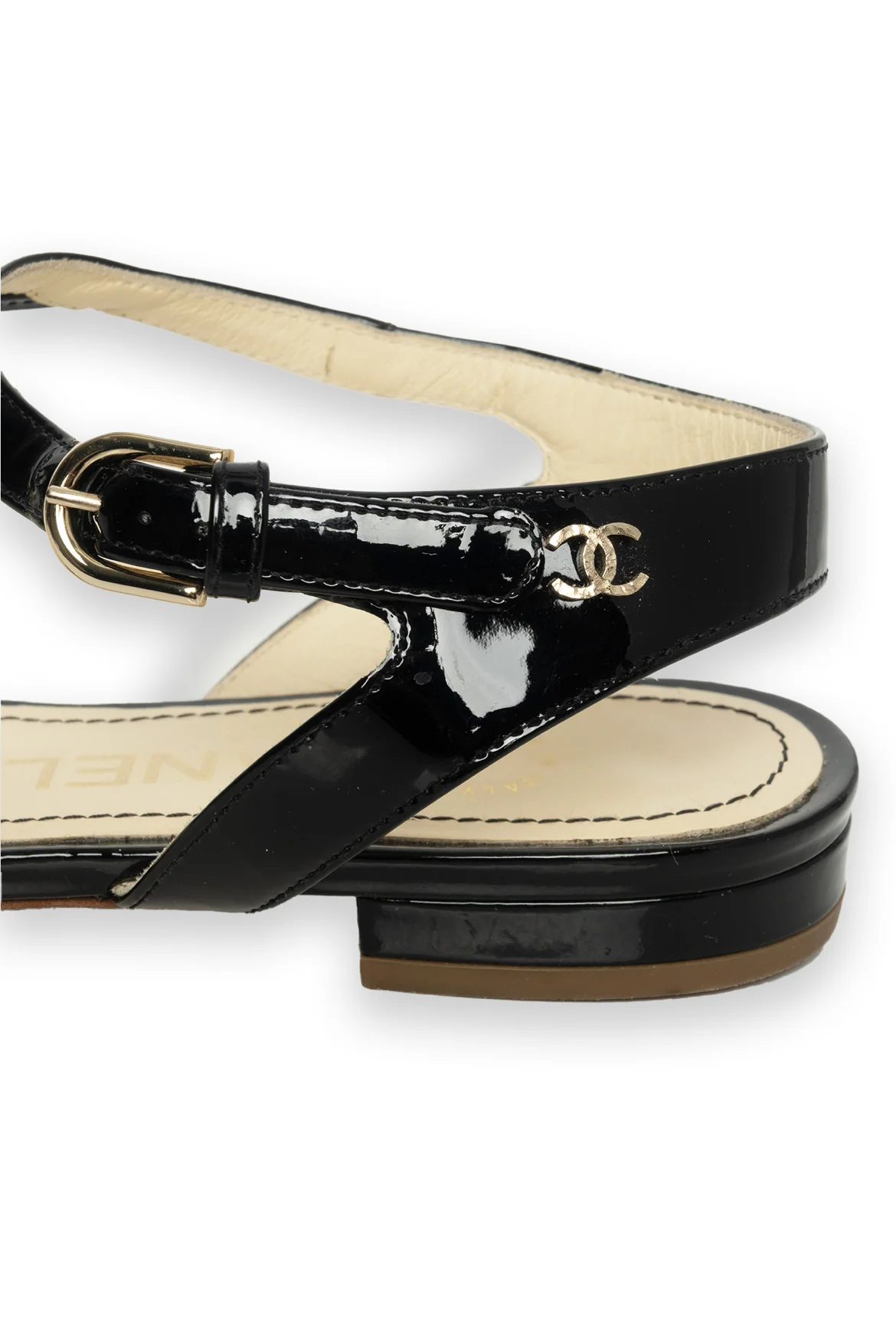 Chanel Size 35.5 Camellia Patent Leather Gladiator Sandals - Image 6