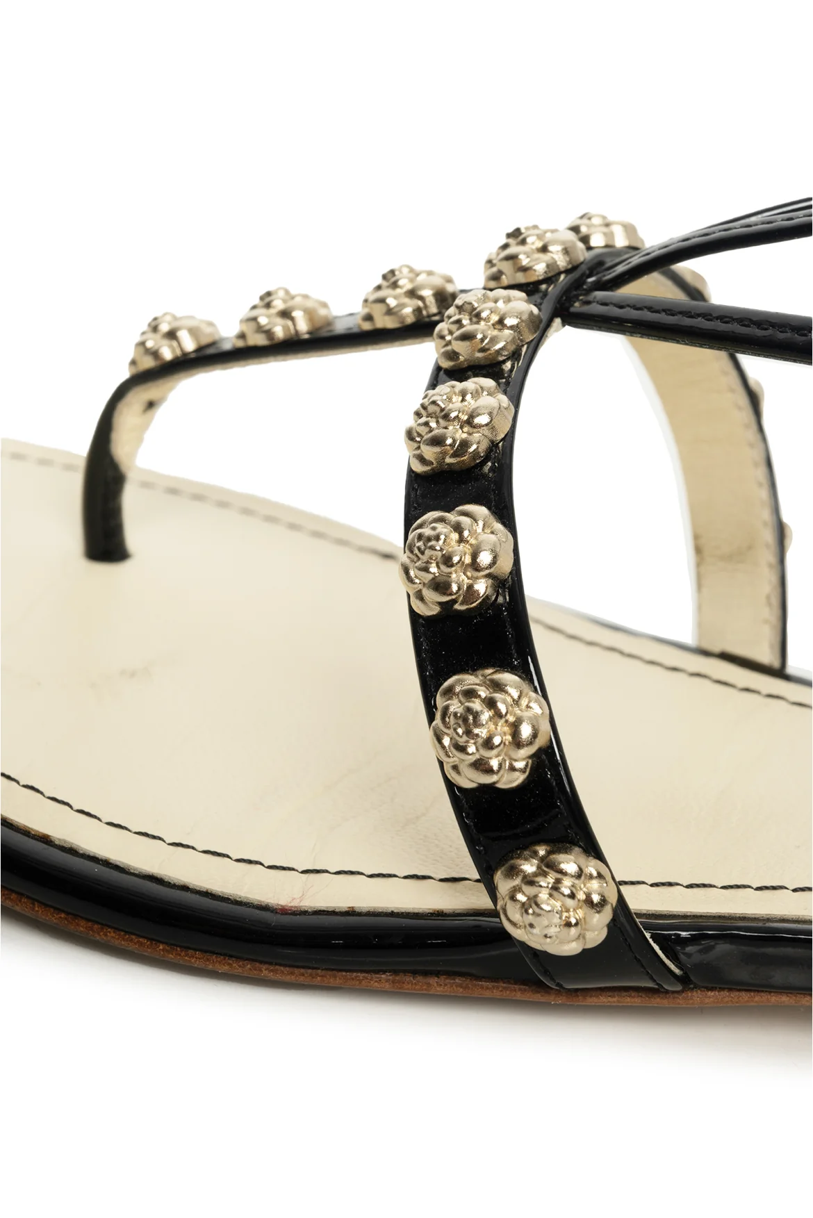 Chanel Size 35.5 Camellia Patent Leather Gladiator Sandals - Image 7