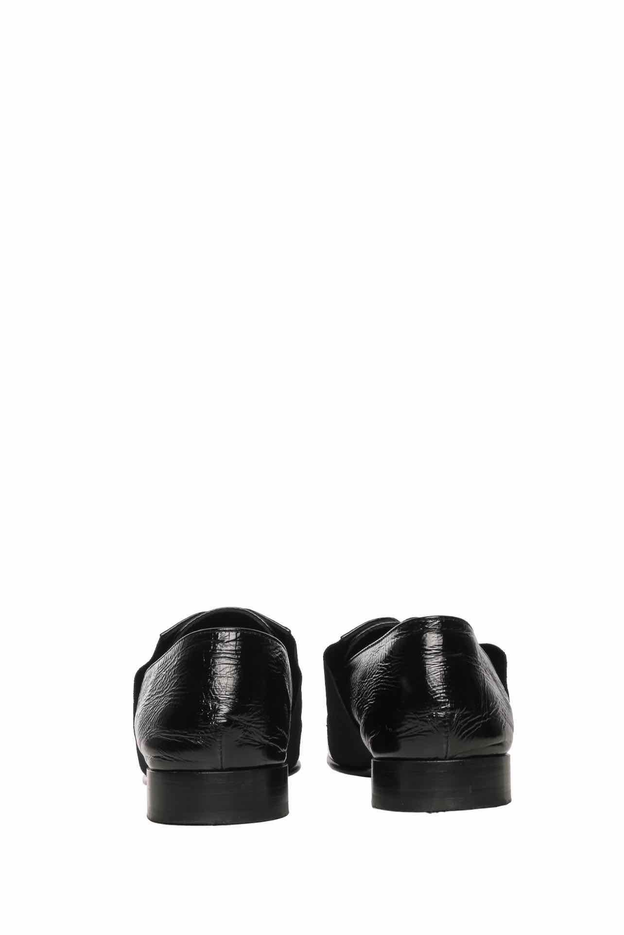 Chanel Size 35 Crinkle Leather Elastic Lace Up Cap Toe CC Loafers - Image 5