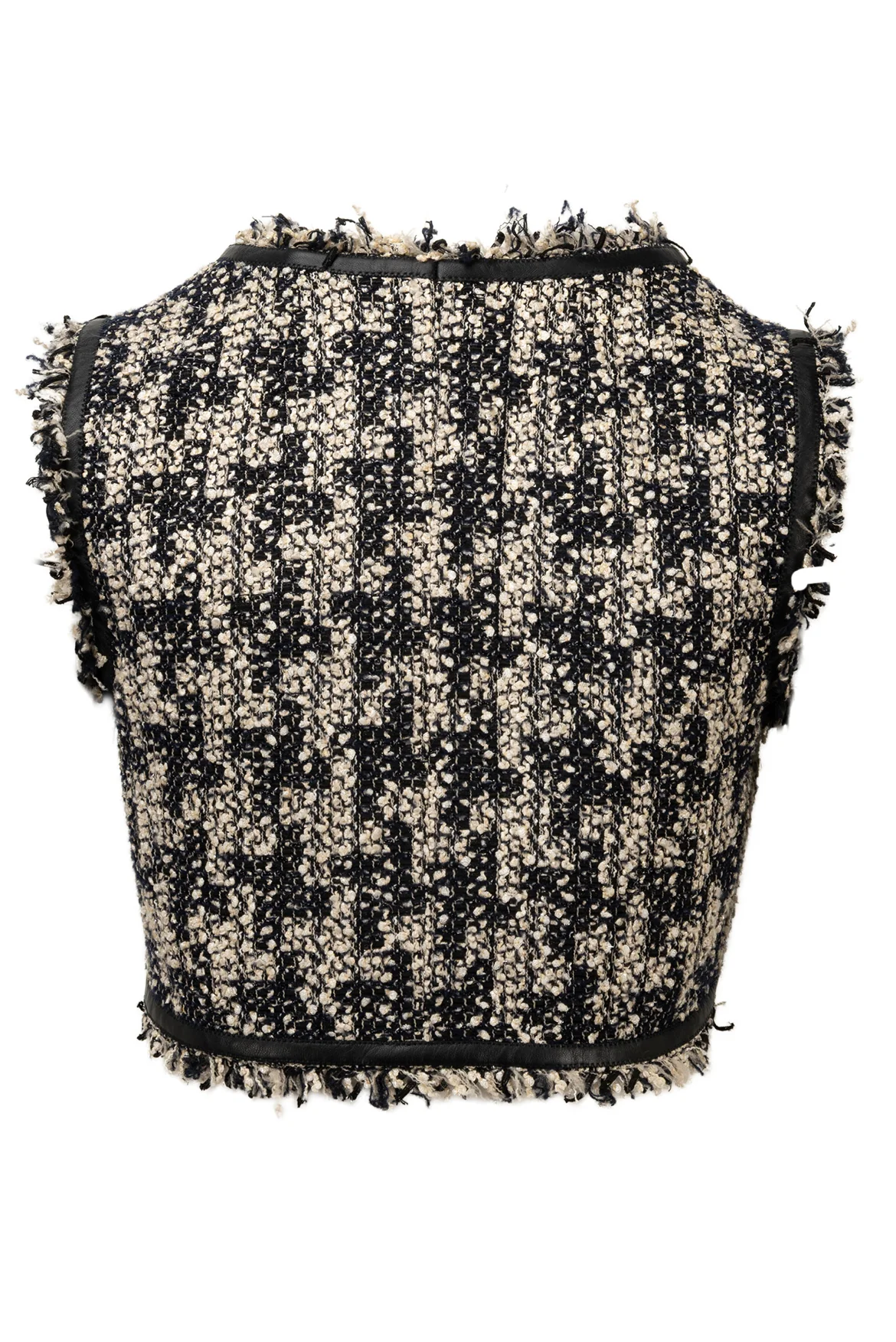 Chanel Size 36 2005 Tweed & Leather Cropped Vest - Image 2