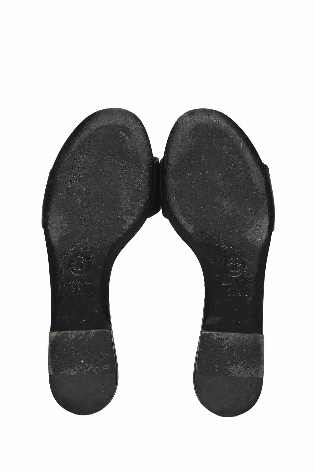 Chanel Size 36.5 Camellia Leather Sandals - Image 8
