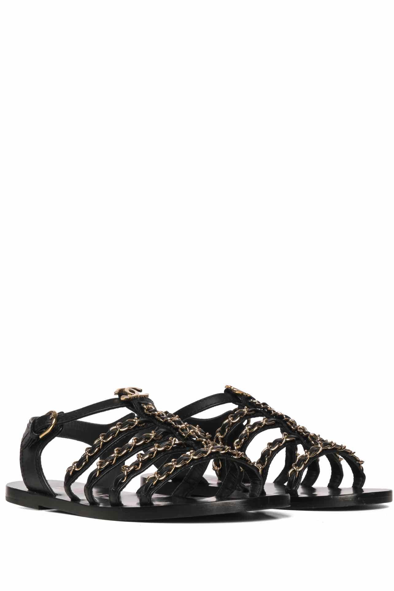 Chanel Size 36.5 Interlocking CC Logo Gladiator Sandals - Image 2