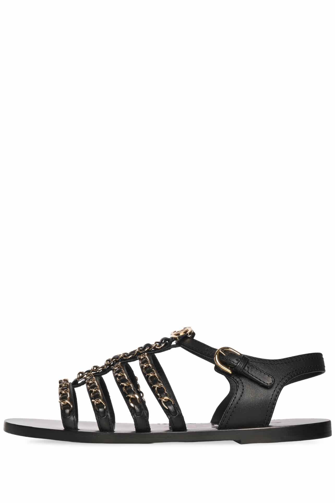 Chanel Size 36.5 Interlocking CC Logo Gladiator Sandals - Image 3