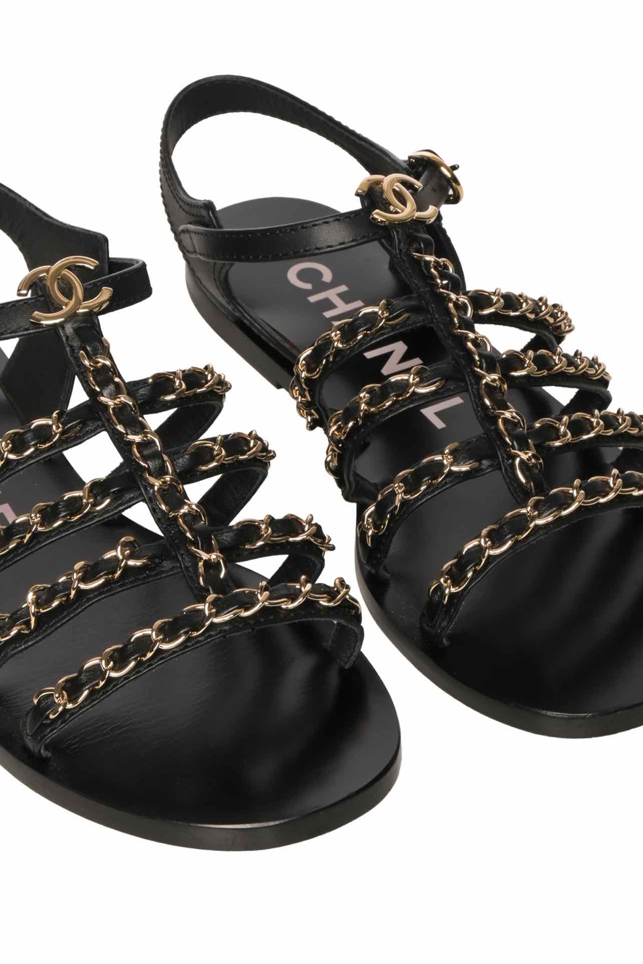Chanel Size 36.5 Interlocking CC Logo Gladiator Sandals - Image 4
