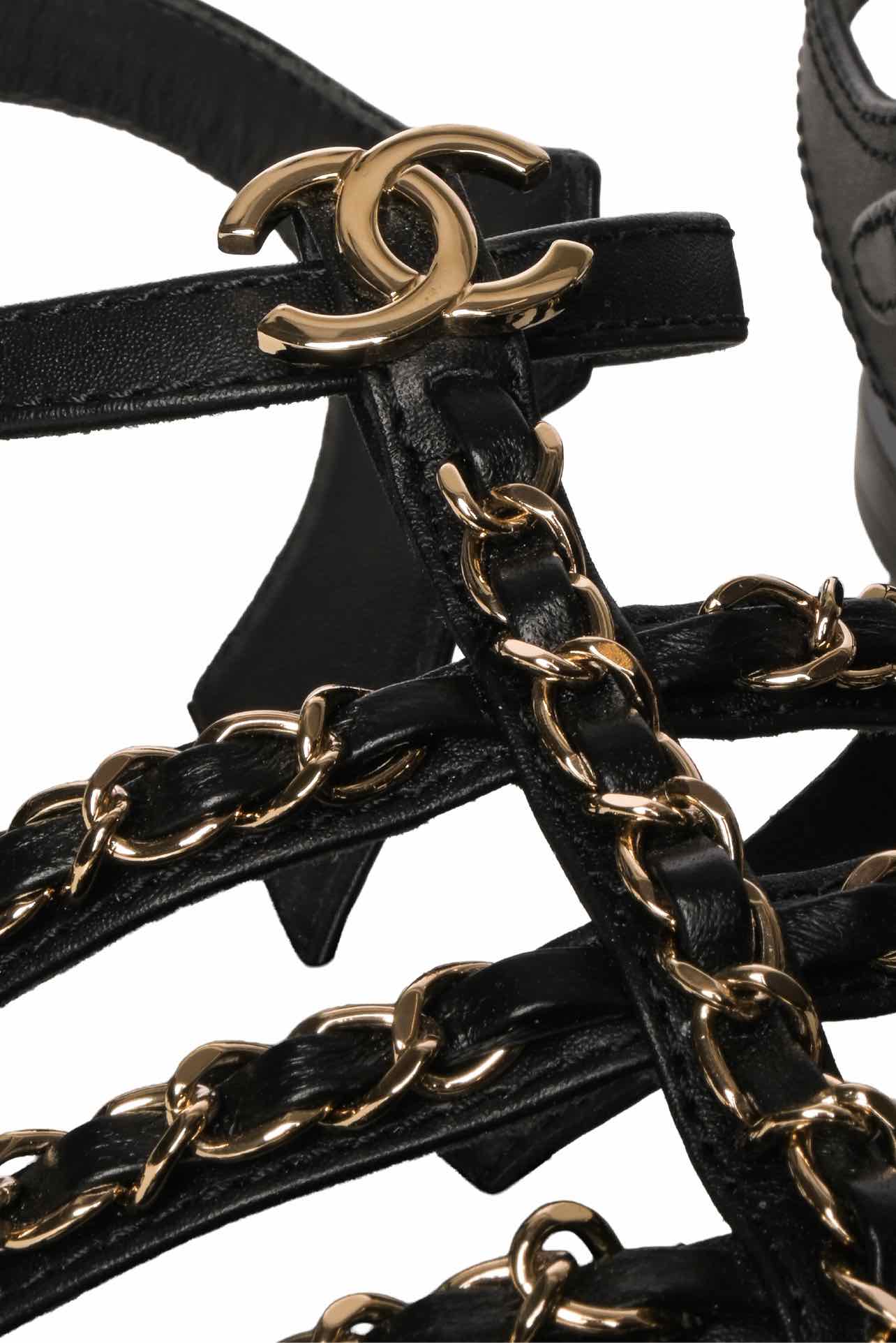 Chanel Size 36.5 Interlocking CC Logo Gladiator Sandals - Image 5