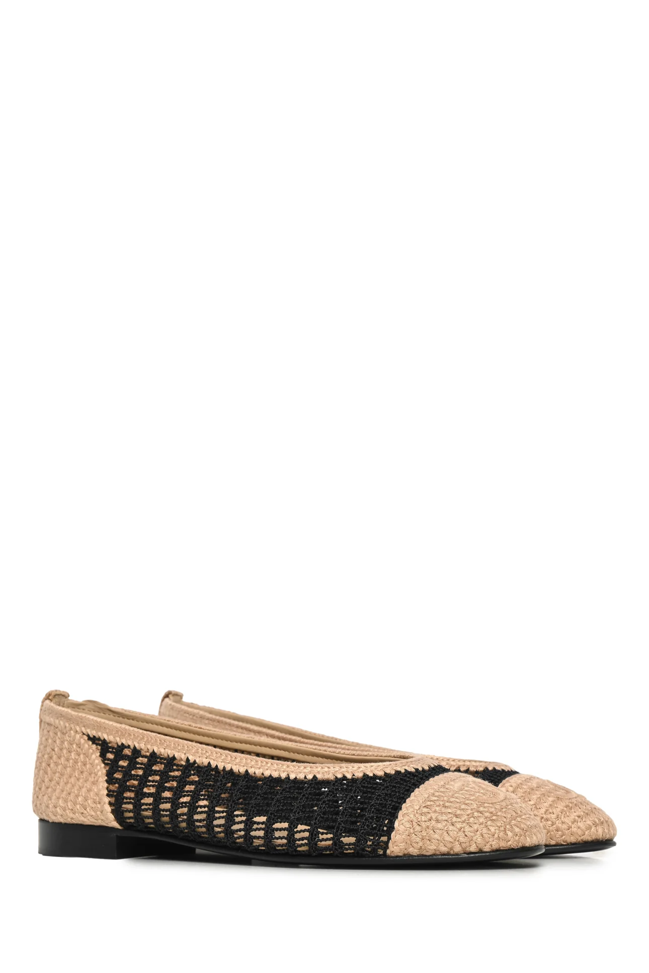 Chanel Size 36.5 Raffia Cap Toe Ballerina Flats - Image 2