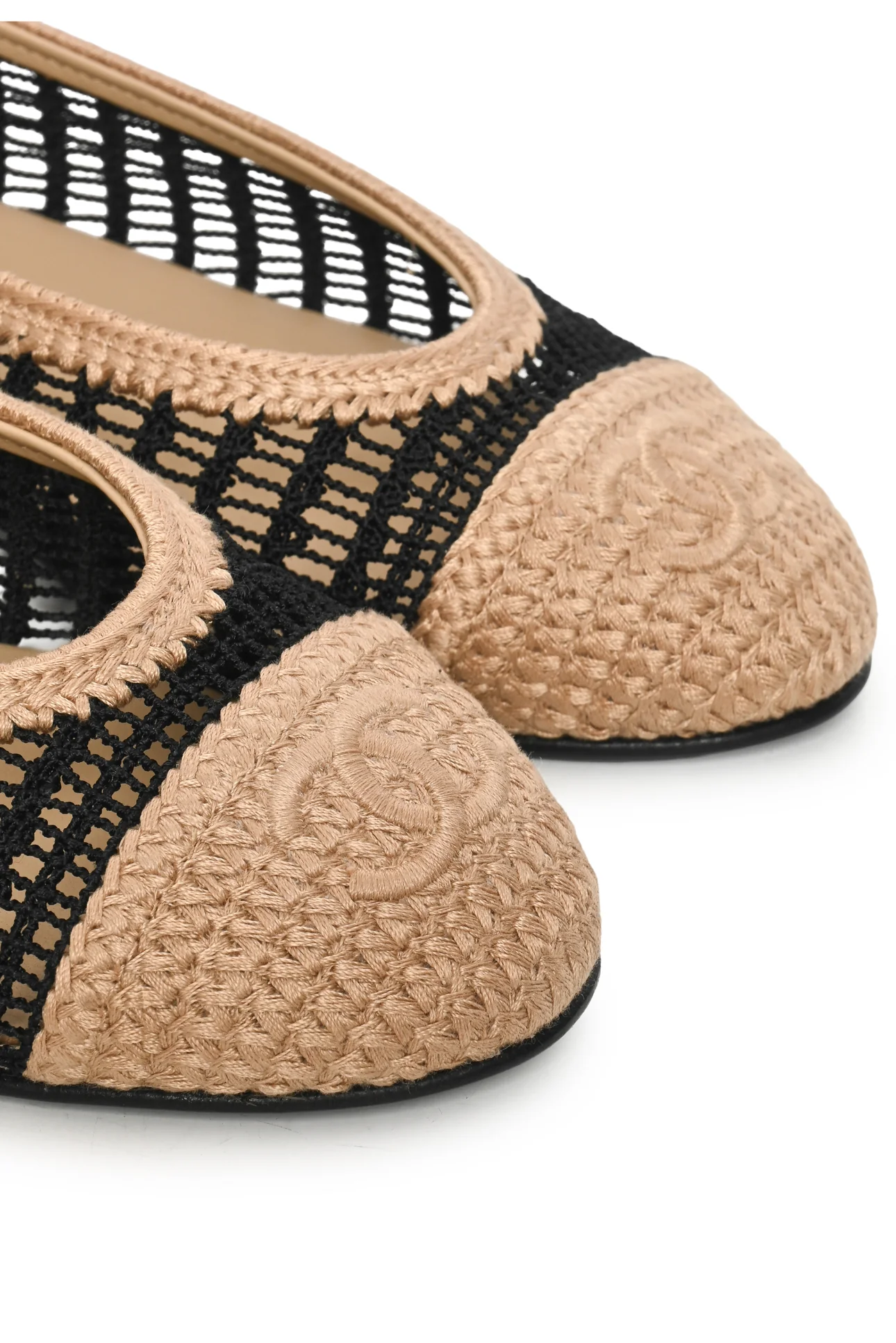 Chanel Size 36.5 Raffia Cap Toe Ballerina Flats - Image 5