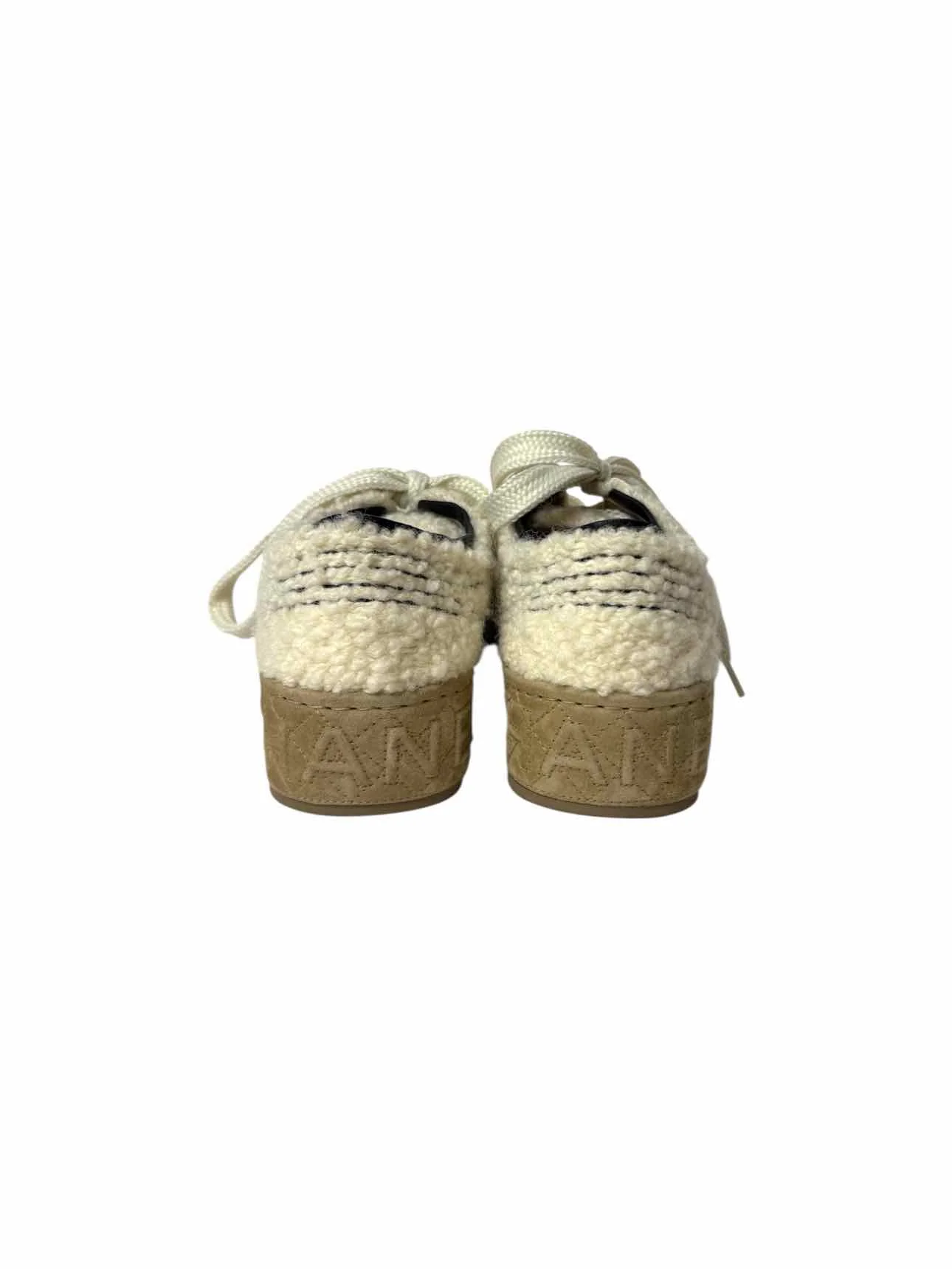 Chanel Size 36.5 Shearling & Leather Cap Toe CC Logo Sneaker - Image 4
