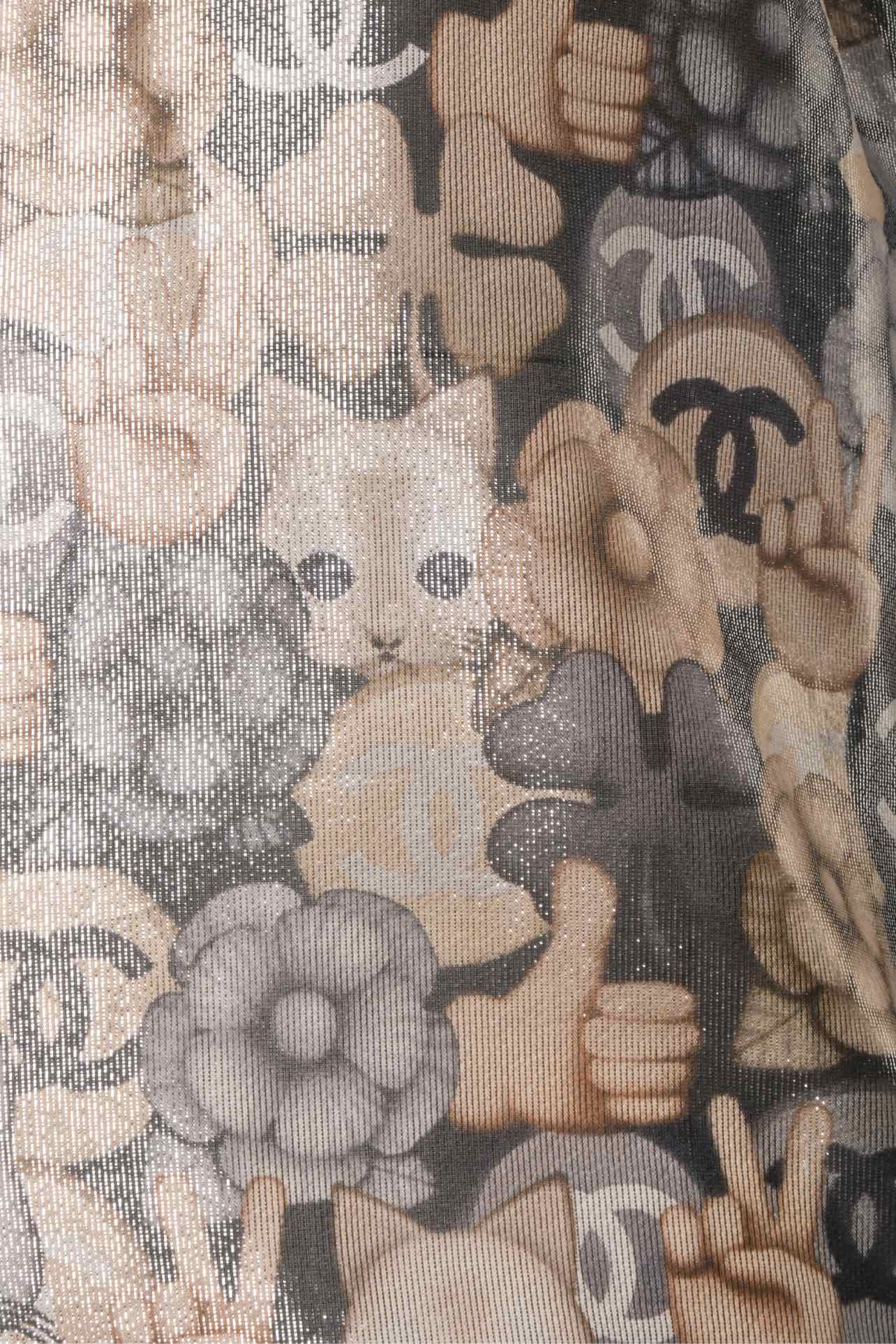 Chanel Size 36 Cat Emoticon Metallic Silk Tank Top - Image 3