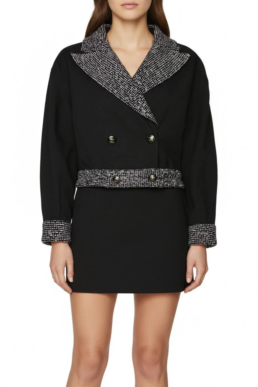 Chanel Size 36 Cotton & Tweed Double Breasted Cropped Jacket - Image 2