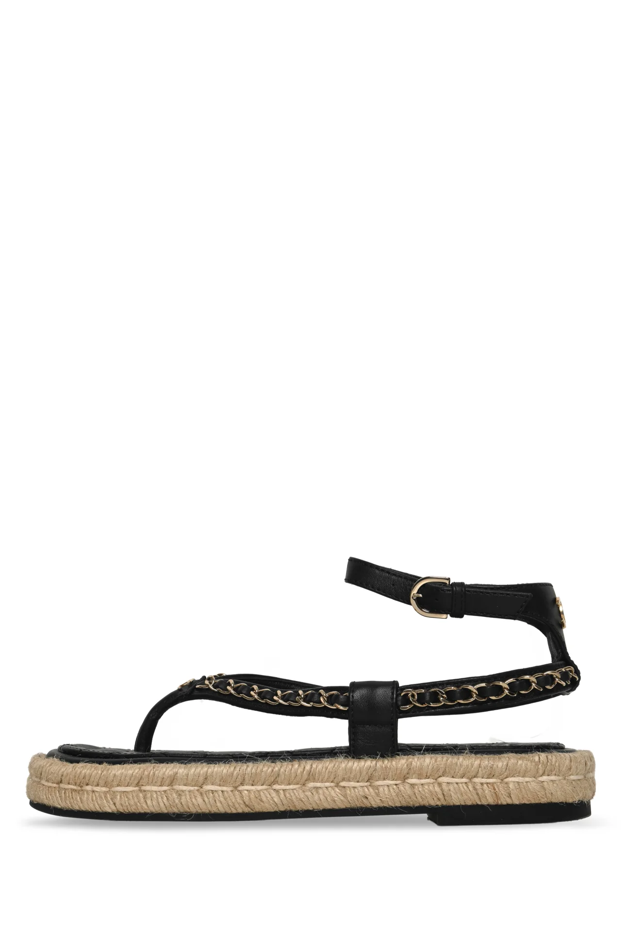 Chanel Size 36 Lambskin Chain CC Thong Espadrille Sandals - Image 3