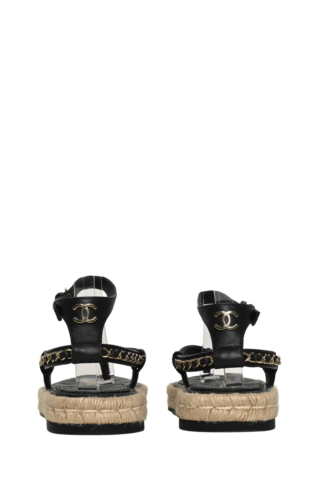 Chanel Size 36 Lambskin Chain CC Thong Espadrille Sandals - Image 4
