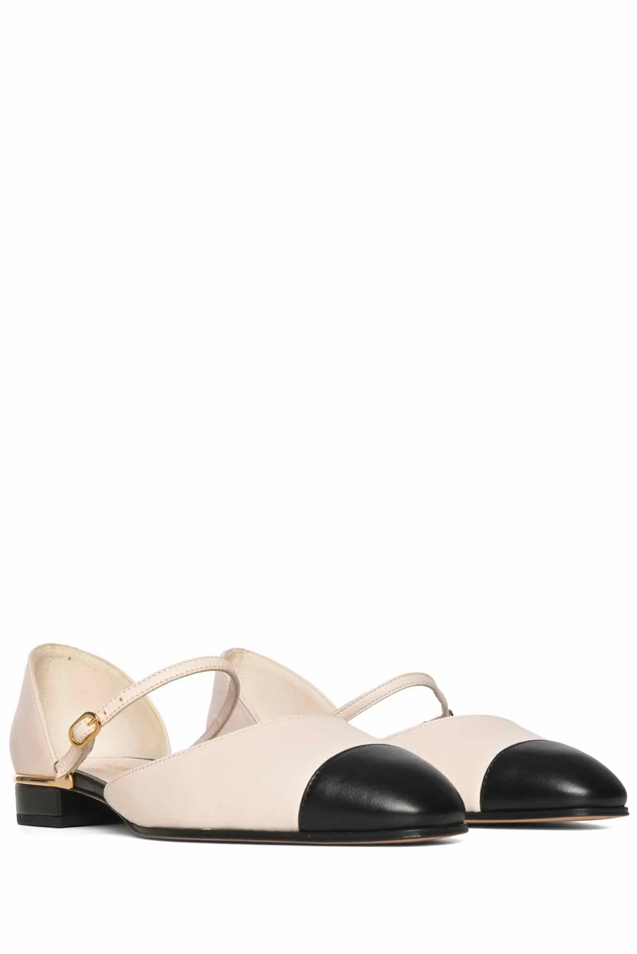 Chanel Size 36 Leather CC Cap Toe Ankle Strap Flats - Image 2