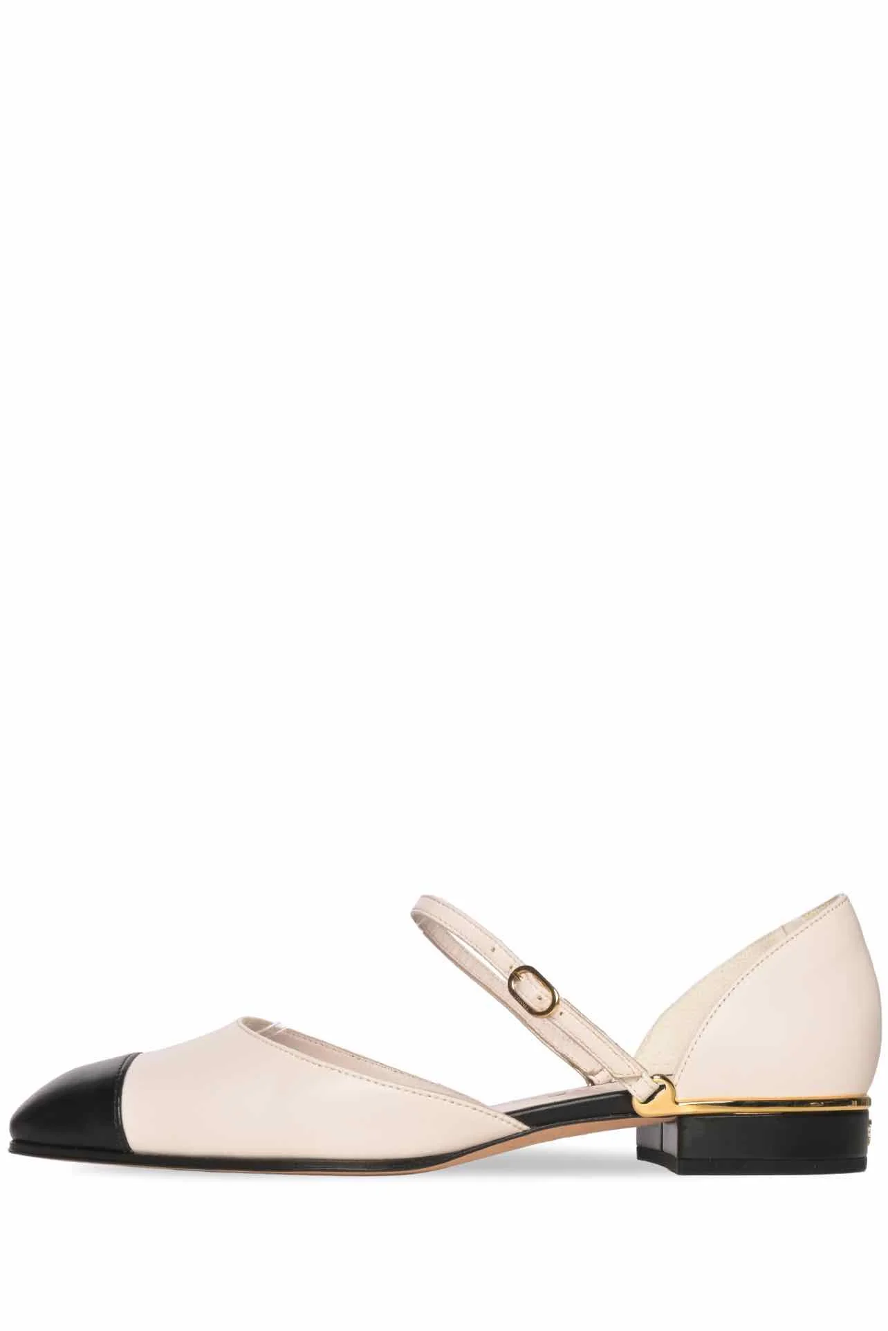 Chanel Size 36 Leather CC Cap Toe Ankle Strap Flats - Image 3