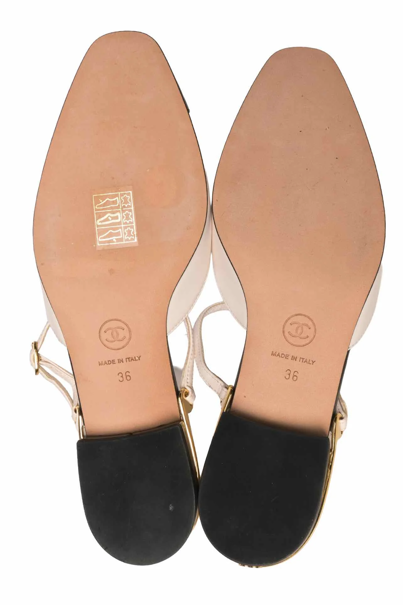 Chanel Size 36 Leather CC Cap Toe Ankle Strap Flats - Image 6