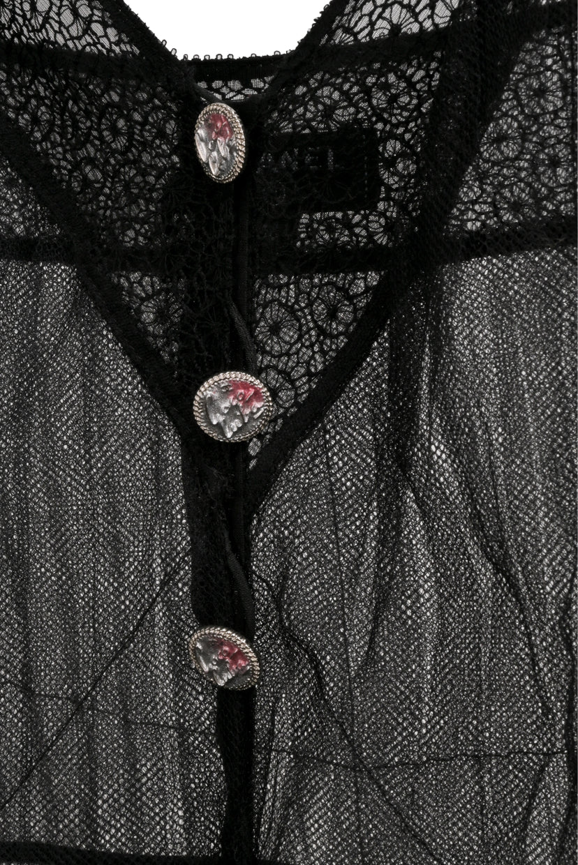 Chanel Size 36 Pleated Mesh Sheer Tank Top - Image 3
