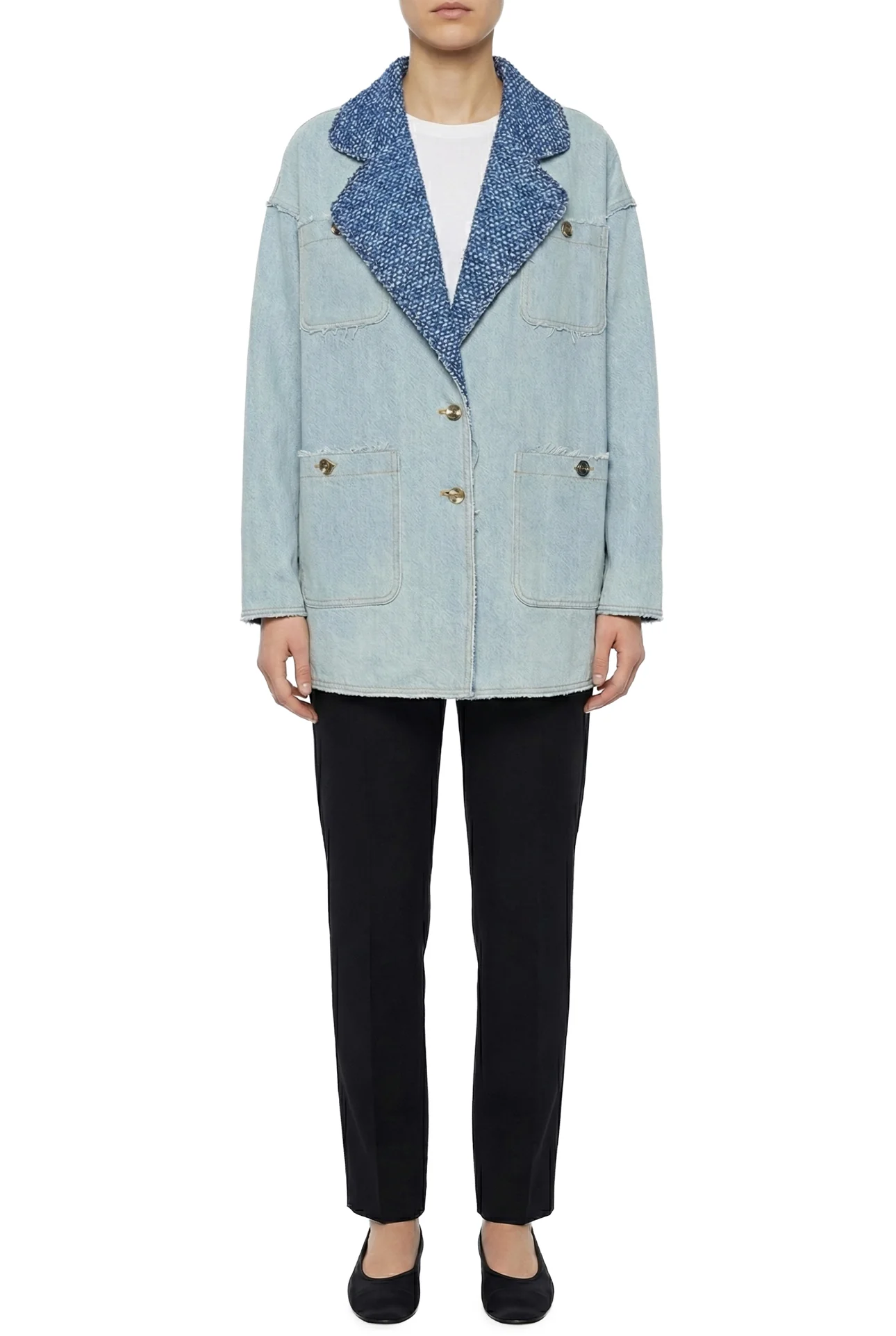 Chanel Size 36 Tweed & Denim Raw Edge Blazer Jacket - Image 2