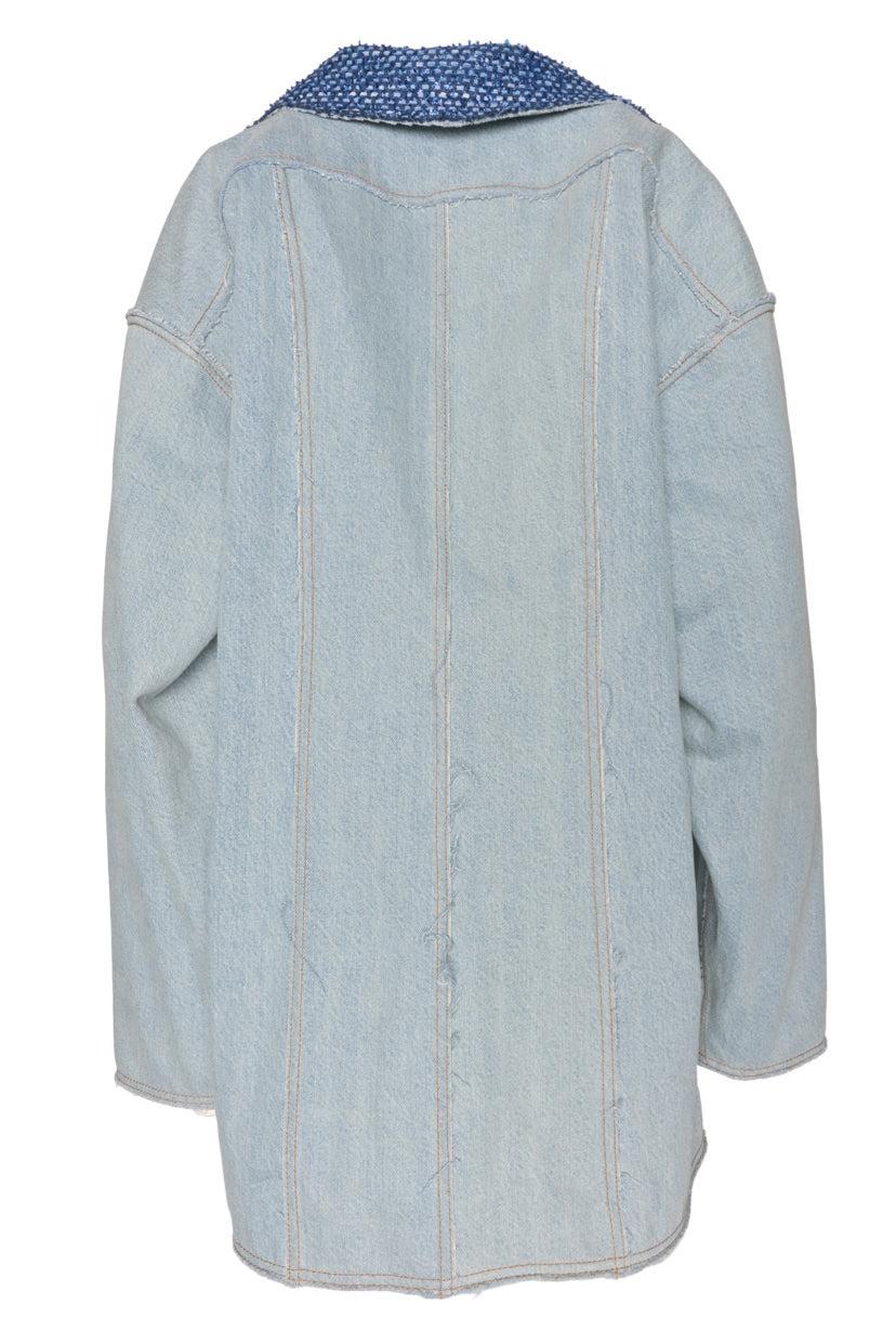 Chanel Size 36 Tweed & Denim Raw Edge Blazer Jacket - Image 3