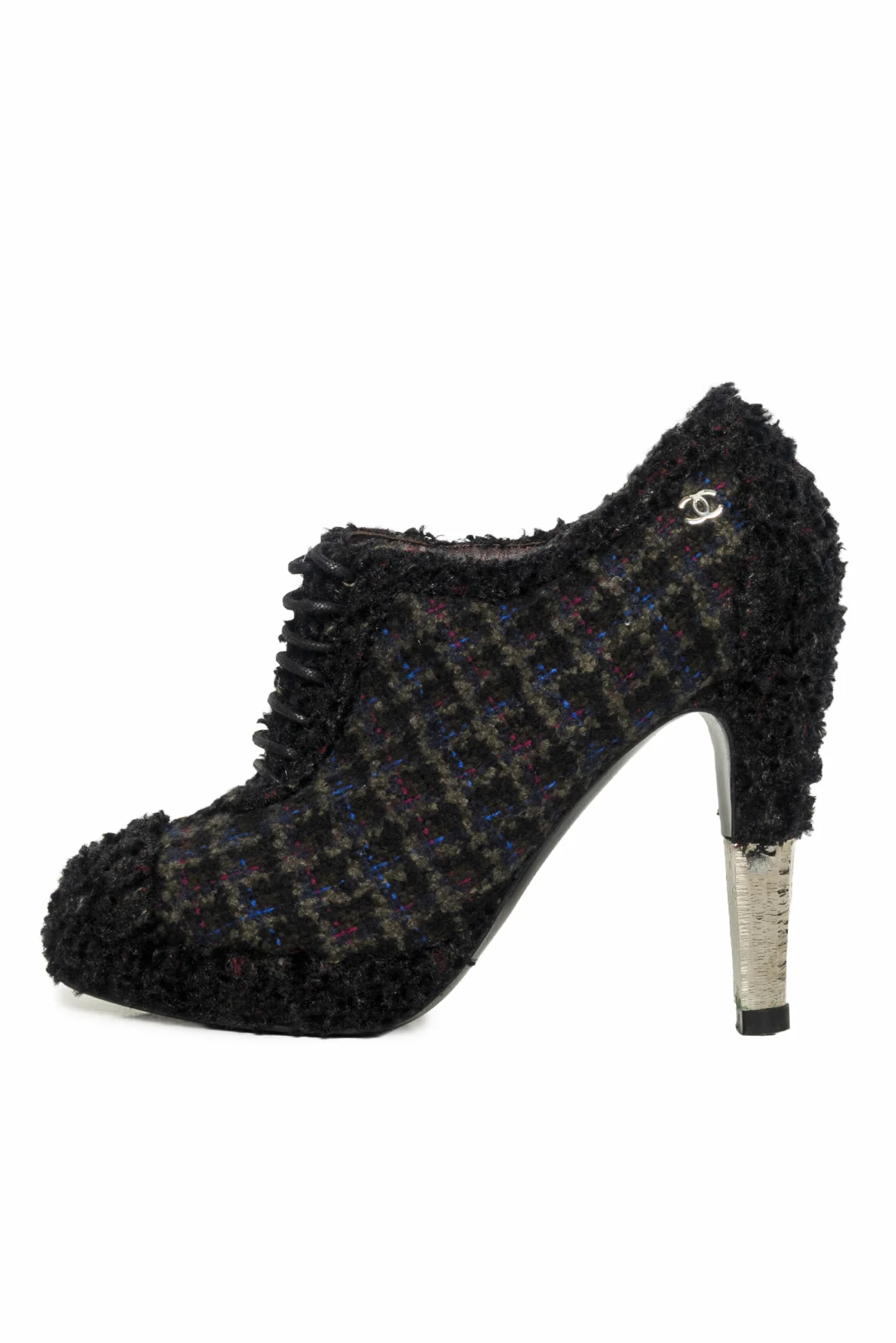 Chanel Size 36 Tweed Lace Up Ankle Boots - Image 3