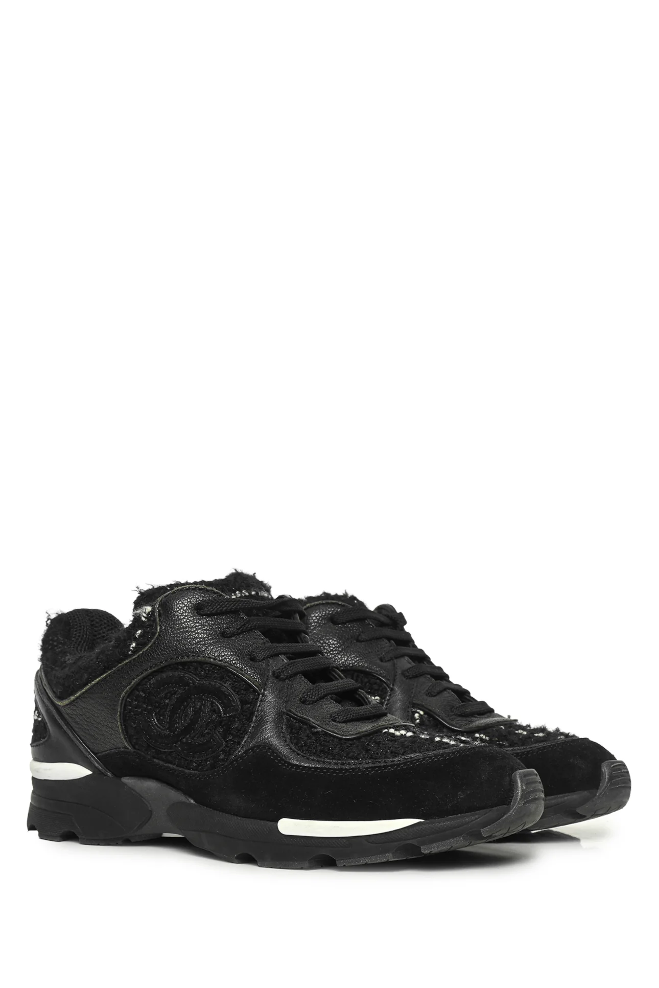 Chanel Size 36 Tweed, Suede & Leather CC Sneaker - Image 2