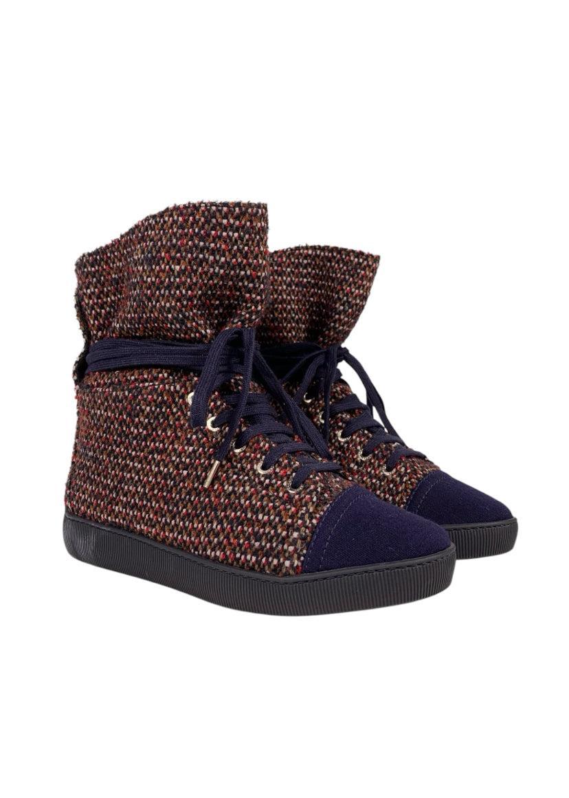 Chanel Size 37.5 2014 Coco Tweed High Top Sneaker - Image 2