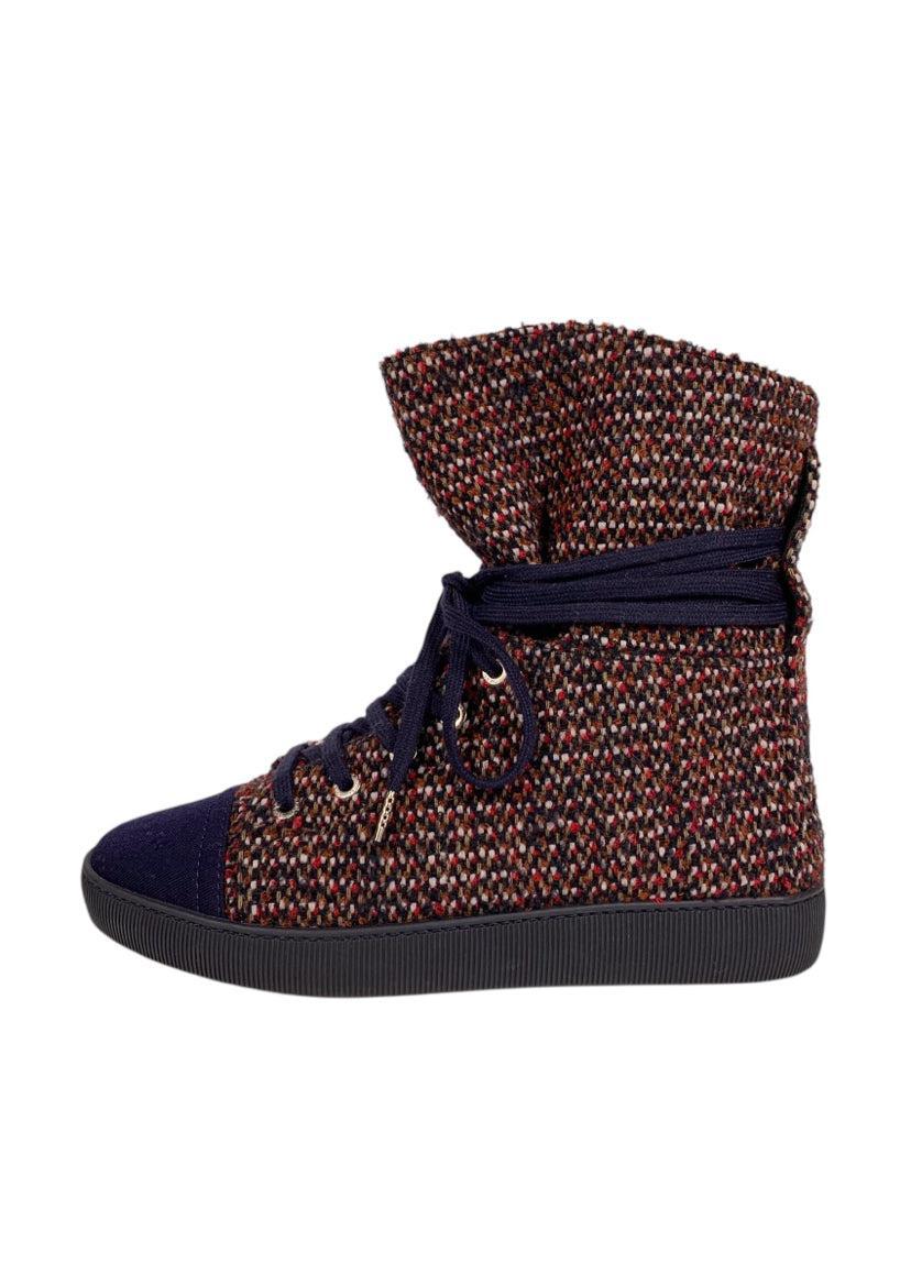 Chanel Size 37.5 2014 Coco Tweed High Top Sneaker - Image 3