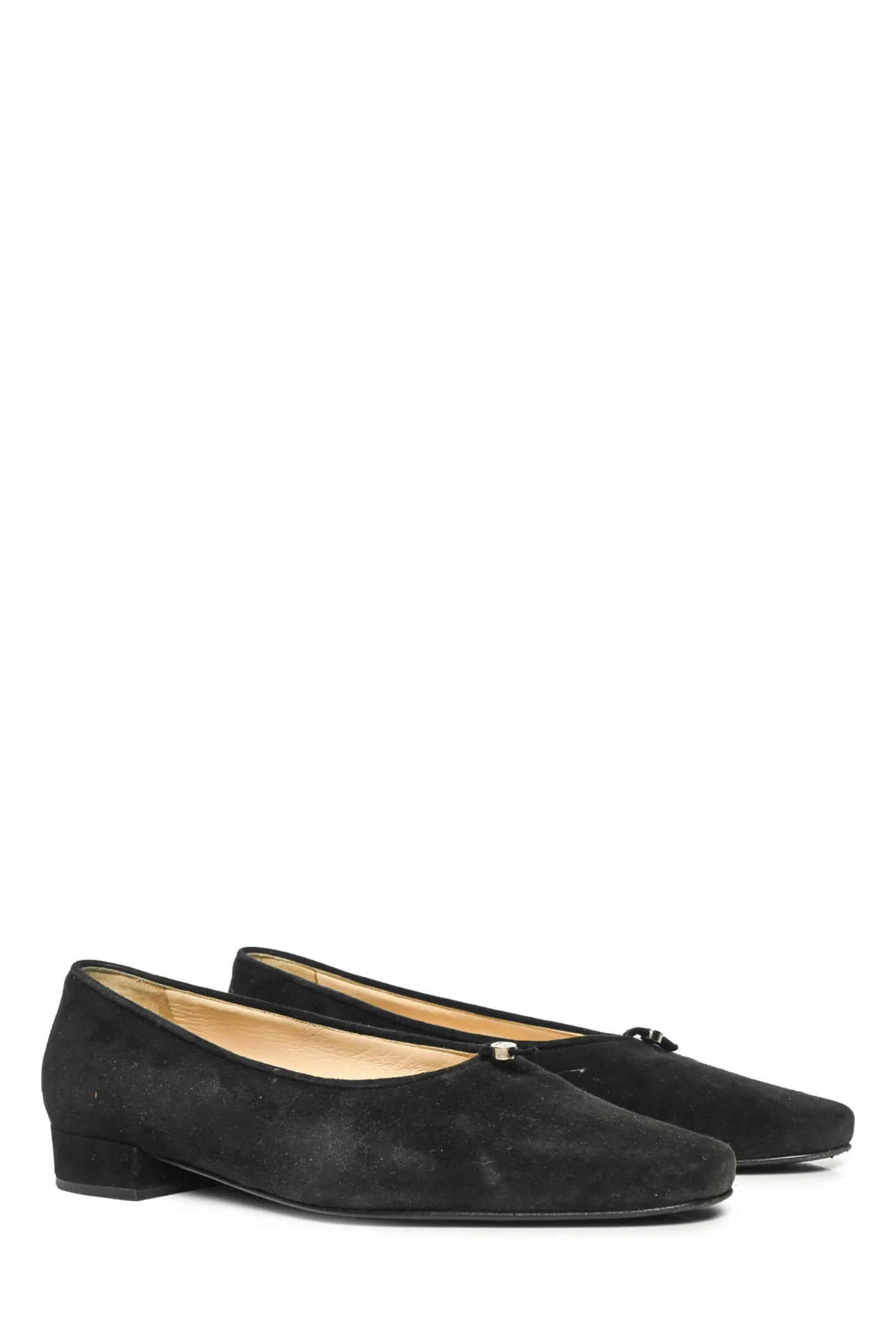 Chanel Size 37.5 CC Tie Suede Pumps - Image 2