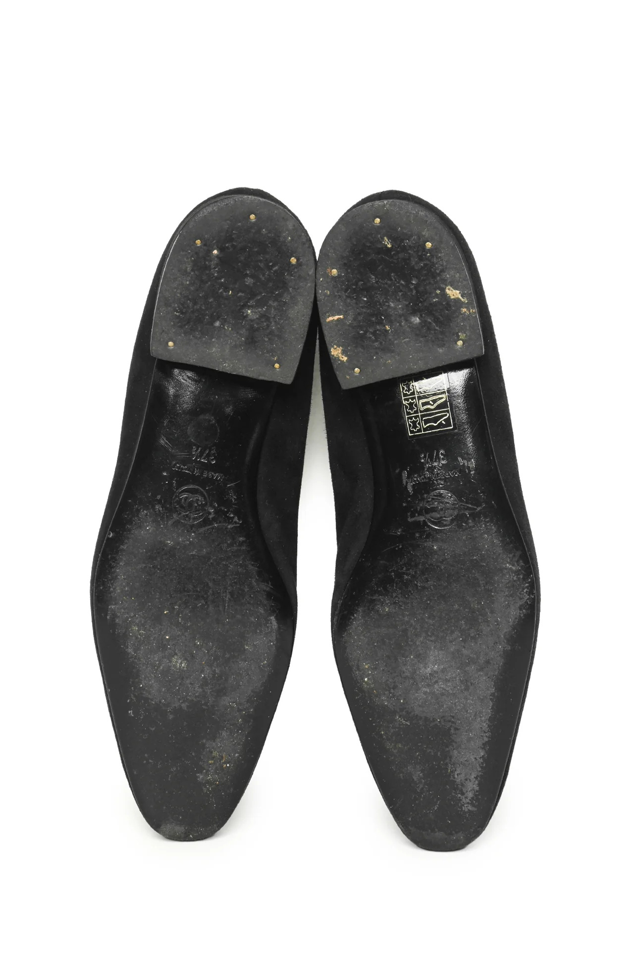 Chanel Size 37.5 CC Tie Suede Pumps - Image 5