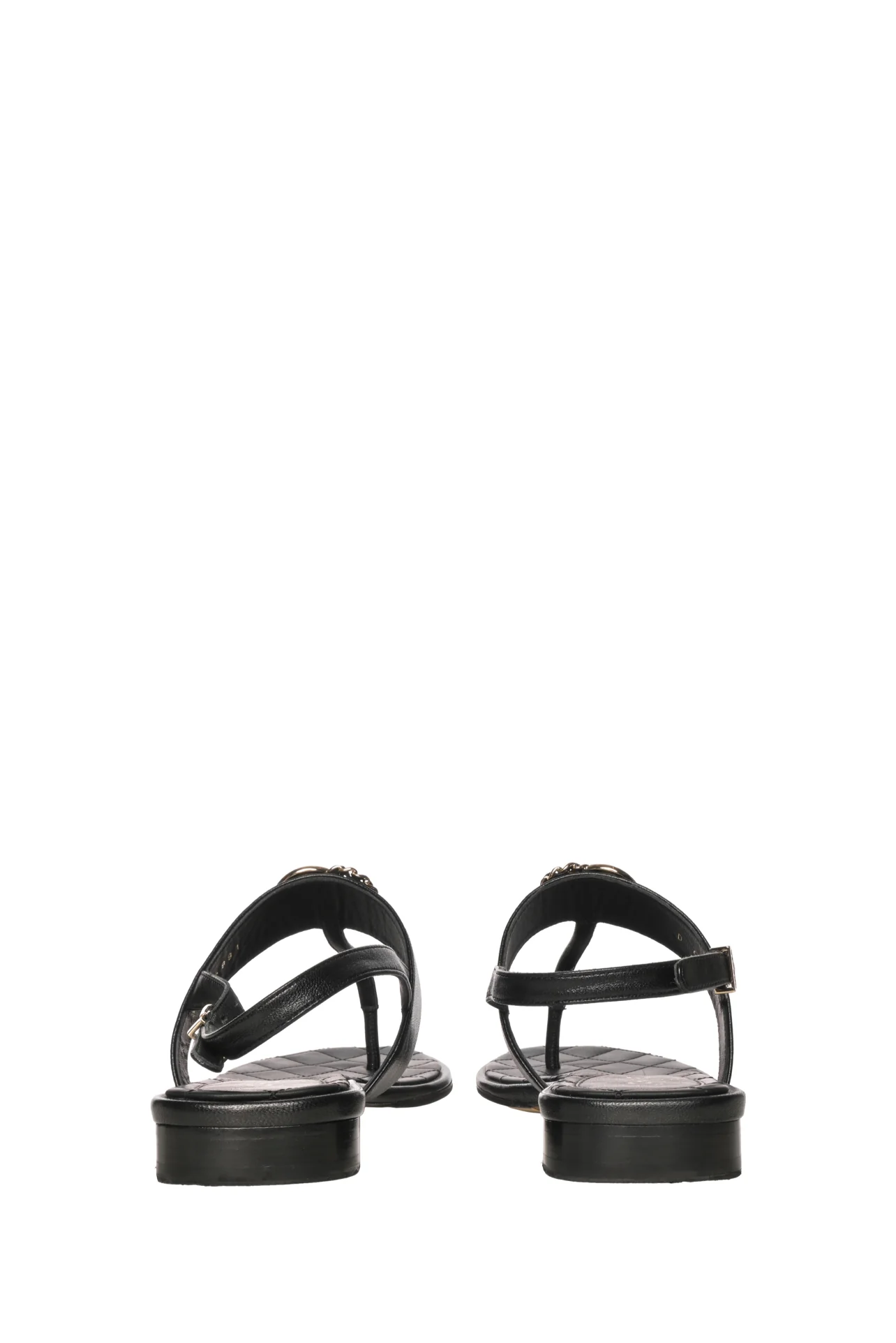 Chanel Size 37.5 Chain & Crystal Interlocking CC Slingback Leather Sandals - Image 6