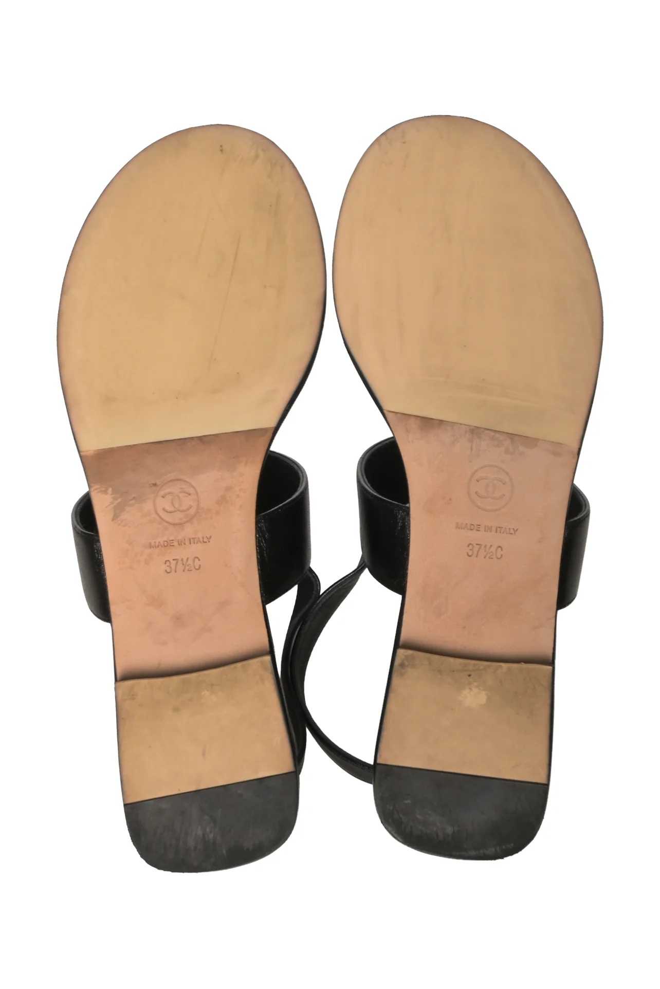 Chanel Size 37.5 Chain & Crystal Interlocking CC Slingback Leather Sandals - Image 8