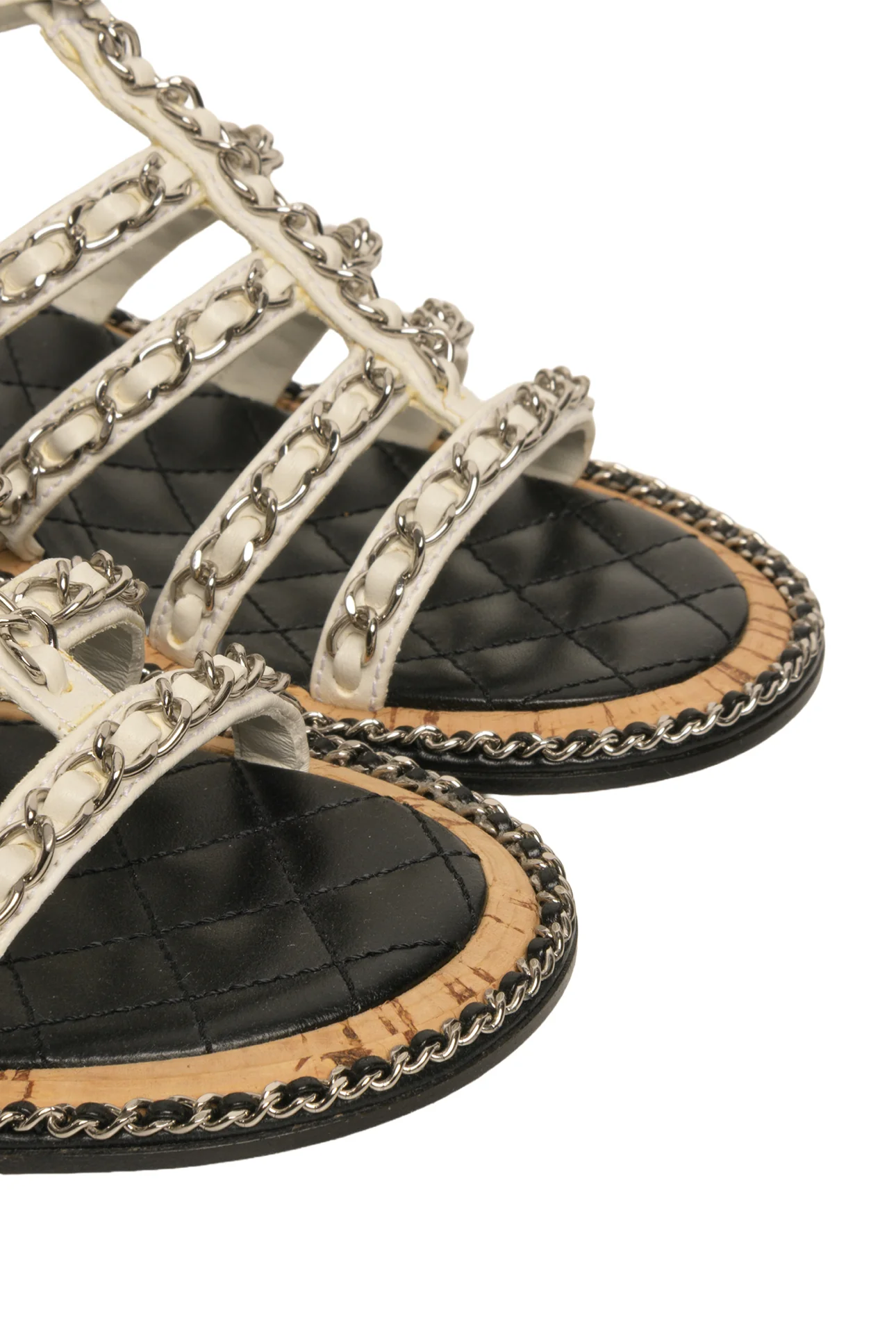 Chanel Size 37 CC Chain Trim Gladiator Sandals - Image 5
