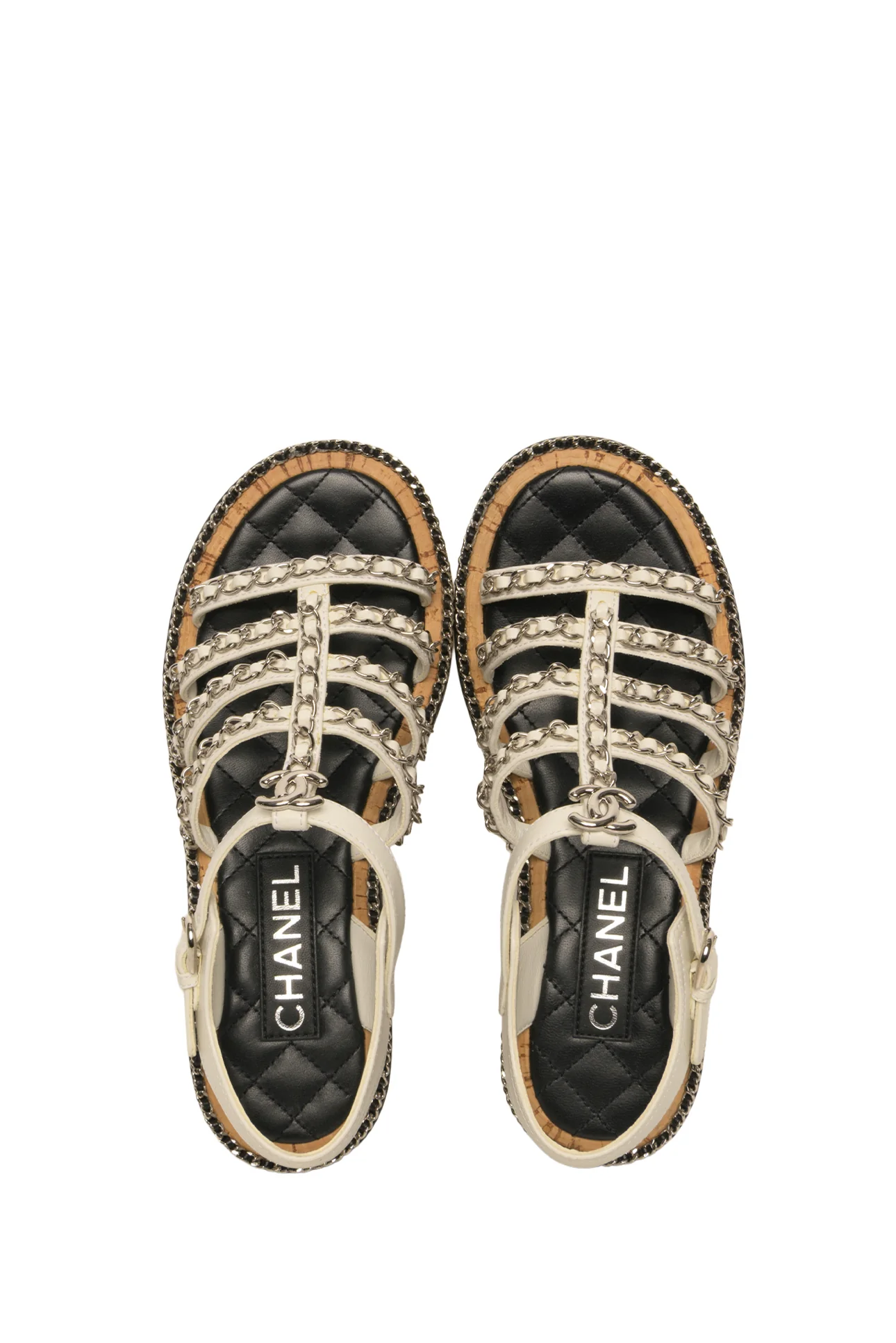Chanel Size 37 CC Chain Trim Gladiator Sandals - Image 7