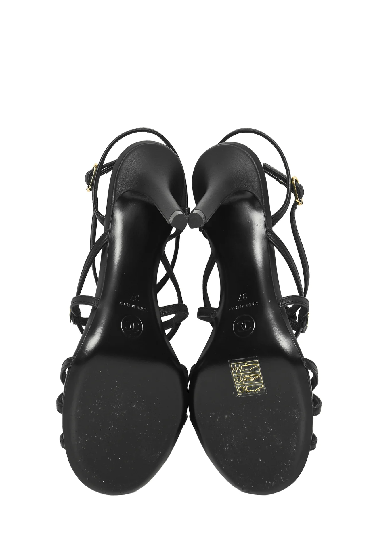 Chanel Size 37 Interlocking CC Logo & Camellia Accent Slingback Sandals - Image 6